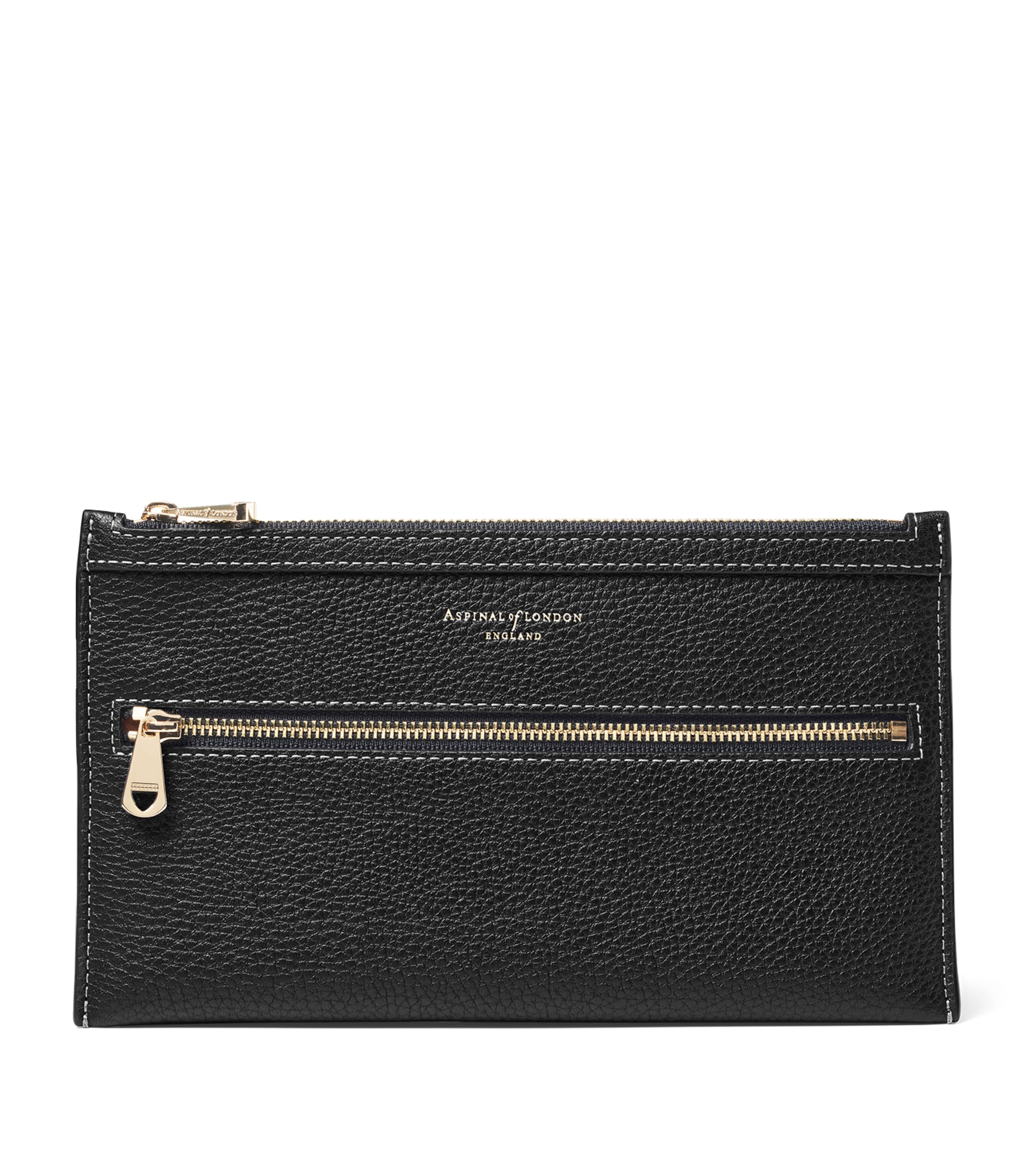 Aspinal Of London Grained Leather Hudson Travel Pouch Black