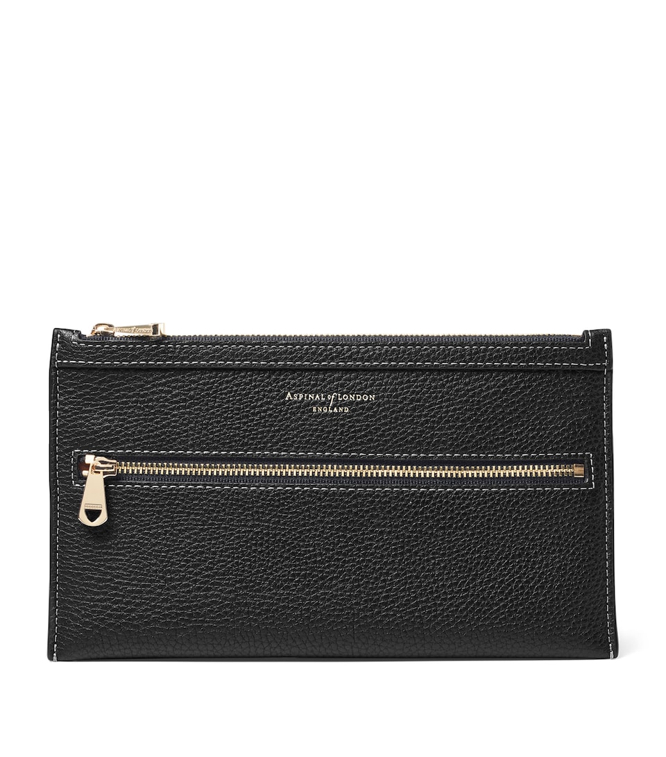 Aspinal Of London Grained Leather Hudson Travel Pouch Black