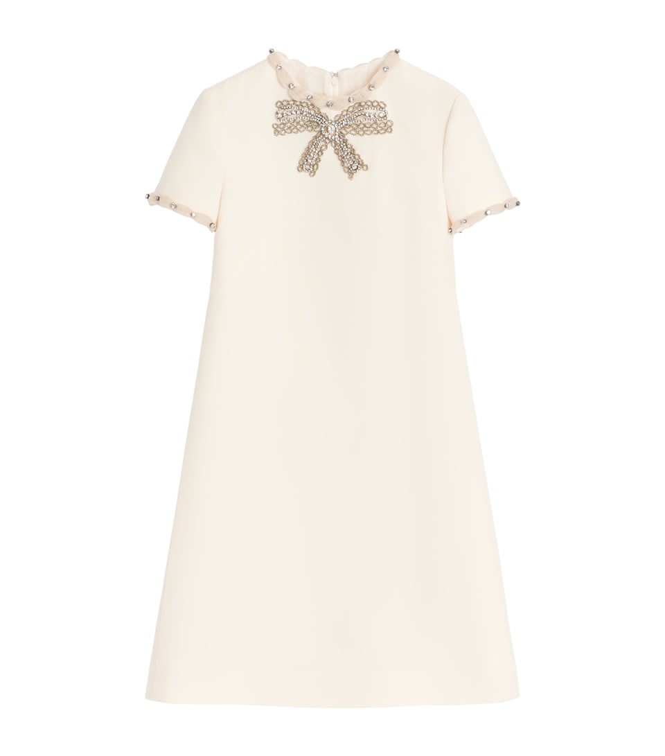 Wool-Silk Bow-Embellished Mini Dress