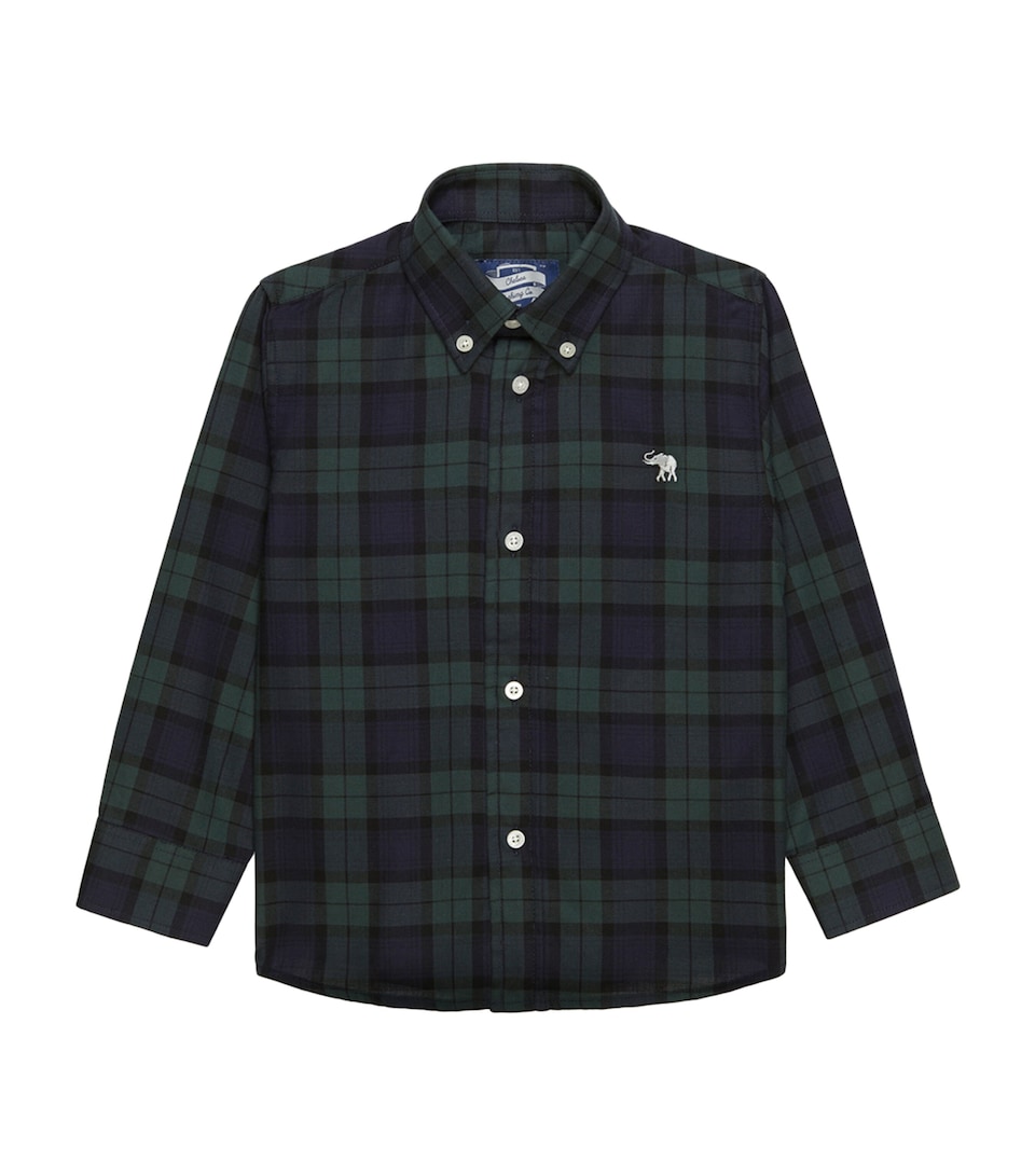 Trotters Cotton Tartan Thomas Shirt (2-5 Years) Navy Tartan