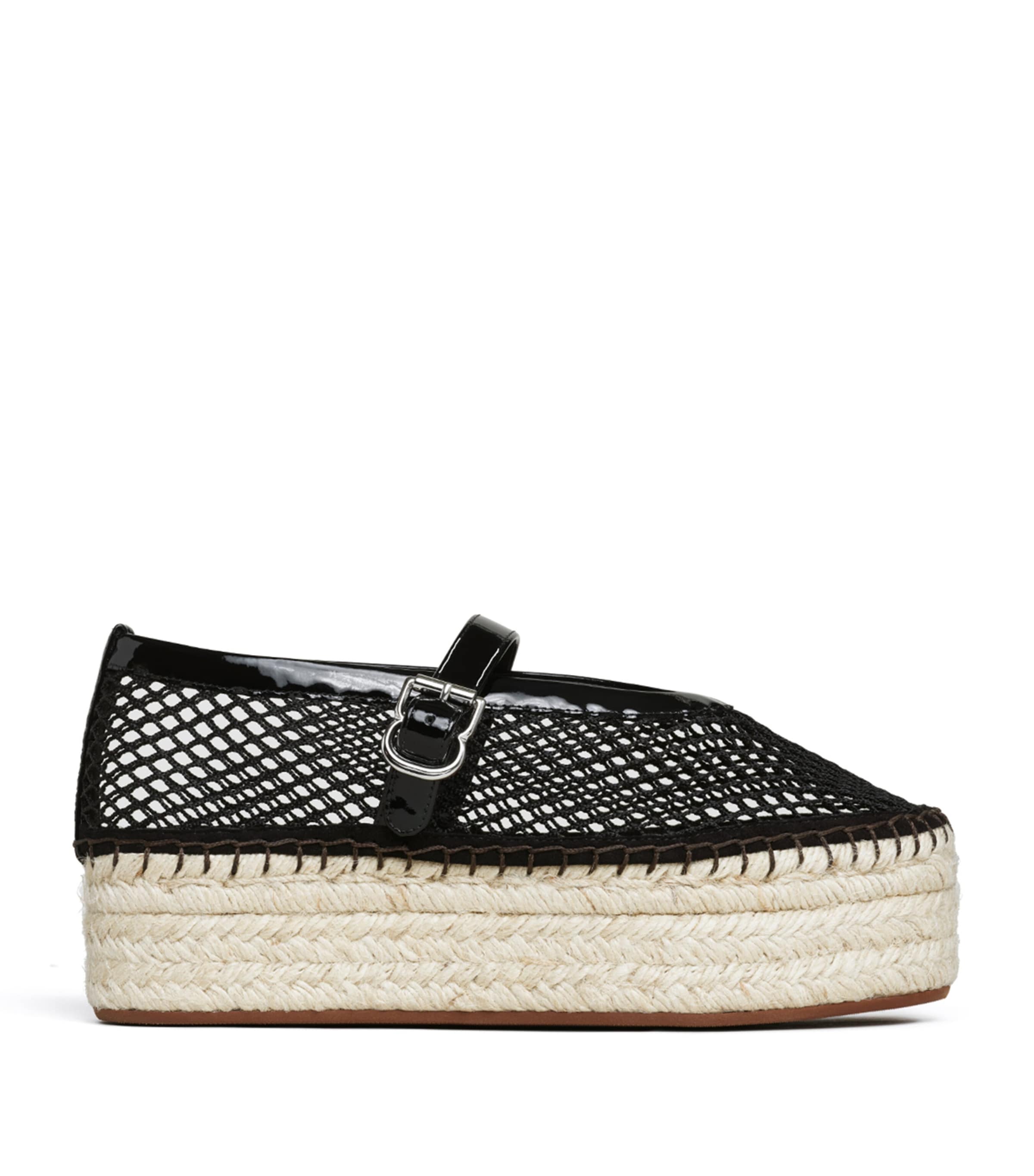 Alaïa Net Platform Espadrilles Black