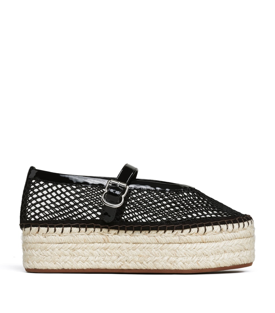Alaïa Net Platform Espadrilles Black