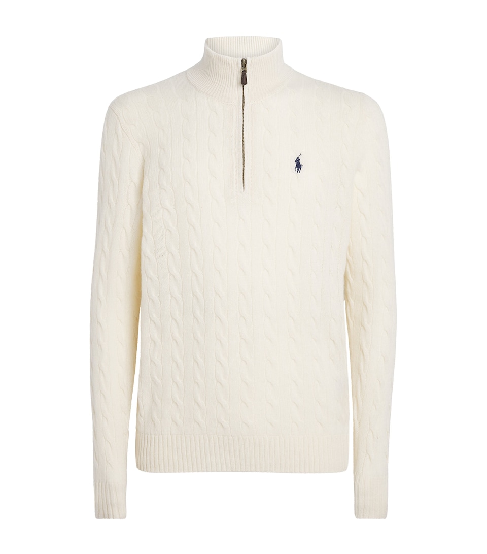 Polo Ralph Lauren Mens Wool-Cashmere Quarter-Zip Sweater Andover Cream