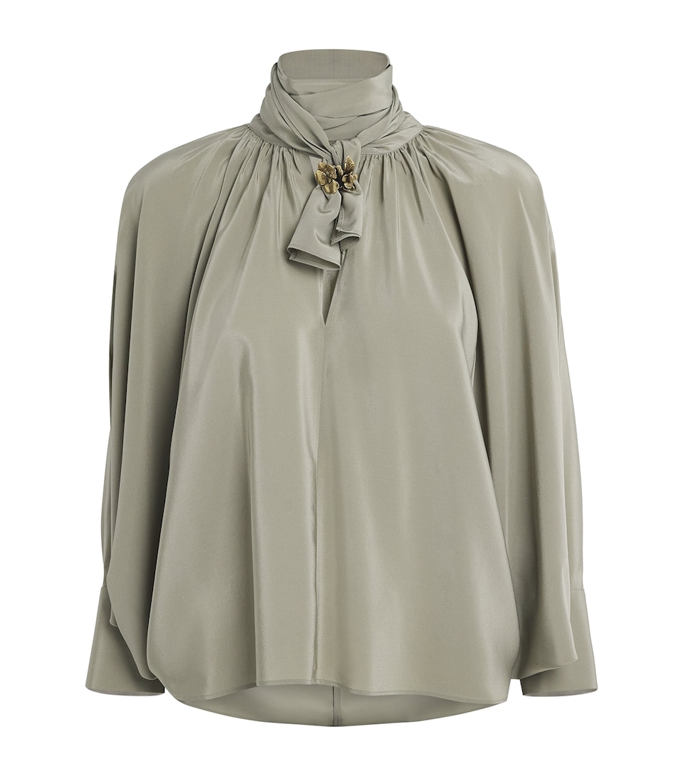 Silk Tie-Neck Blouse