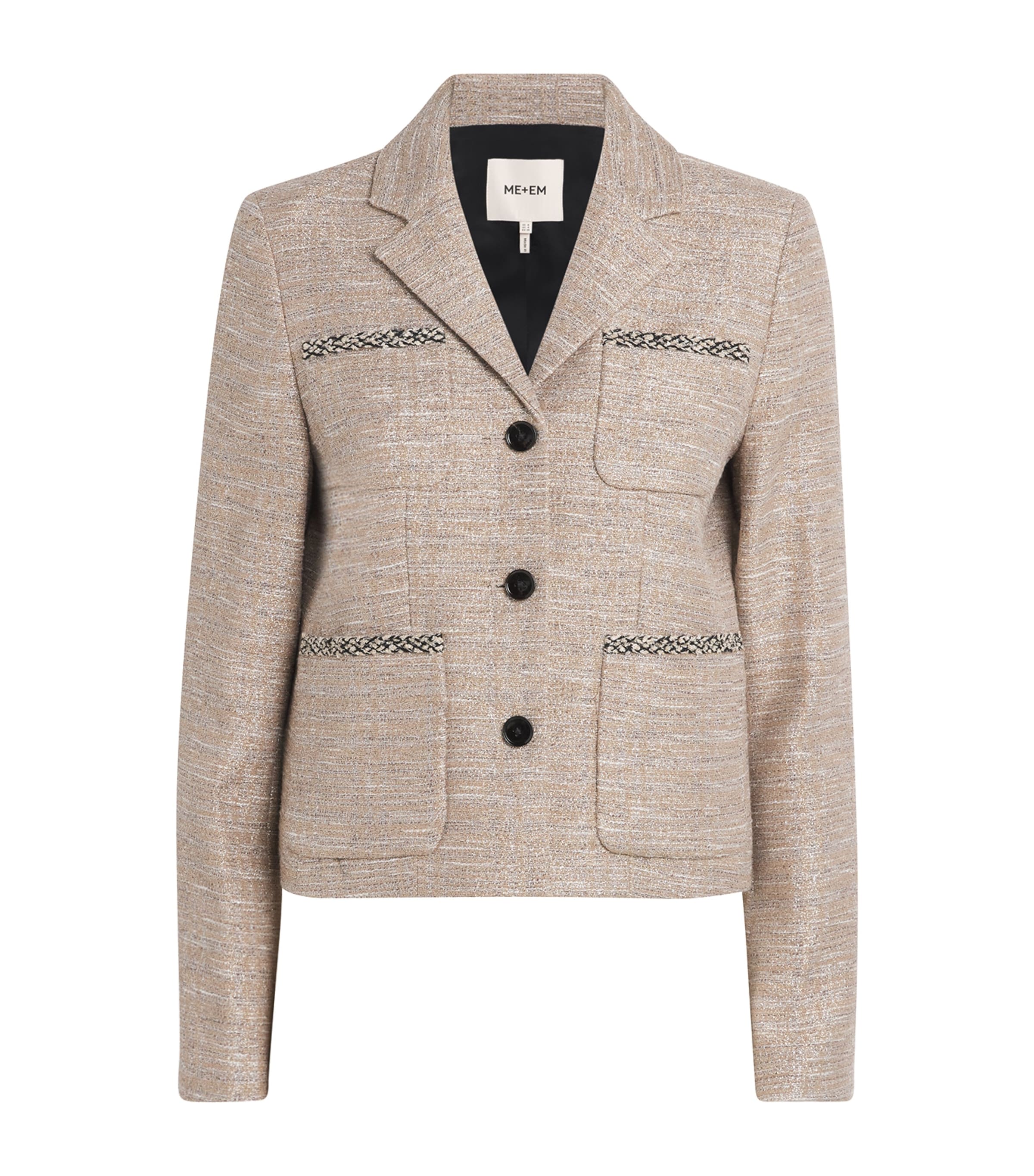 ME+EM Womens Metallic Tweed Jacket Gold Multi