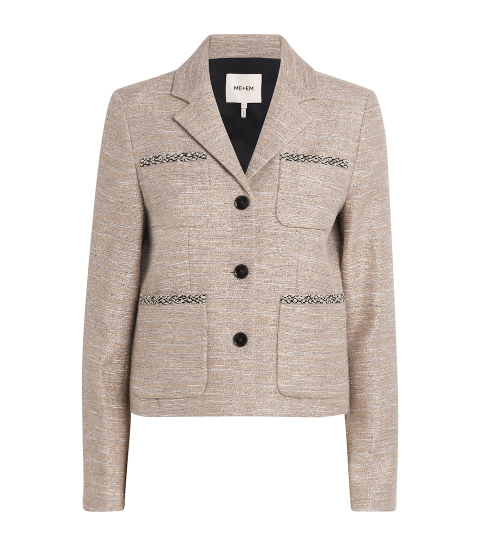 ME+EM Womens Metallic Tweed Jacket Gold Multi