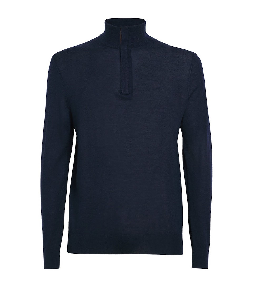 Cashmere-Silk Regent Quarter-Zip Sweater