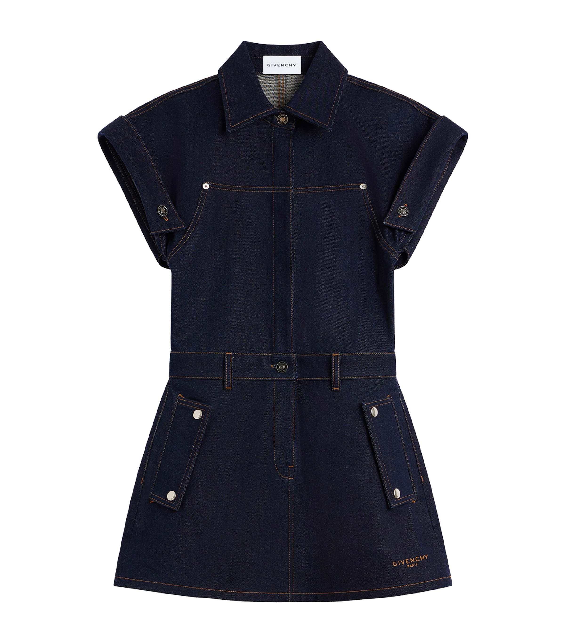 Givenchy Womens Embroidered-Logo Denim Mini Dress