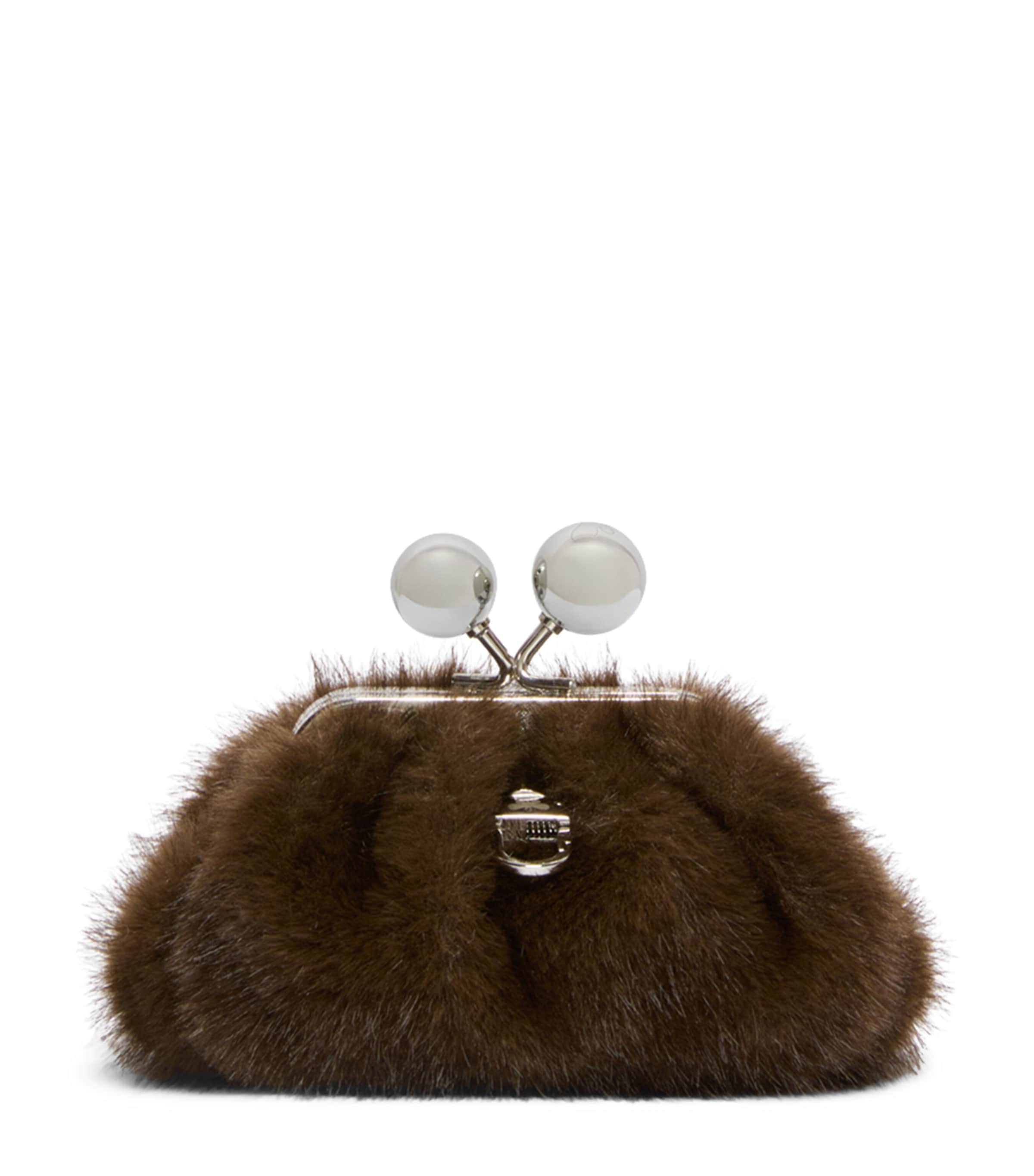 Weekend Max Mara Mini Sheepskin Pasticcino Clutch Bag Brown