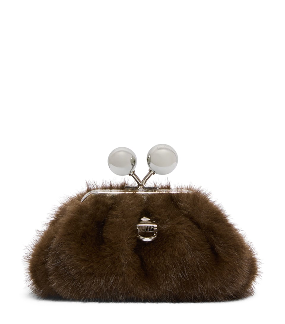 Weekend Max Mara Mini Sheepskin Pasticcino Clutch Bag Brown