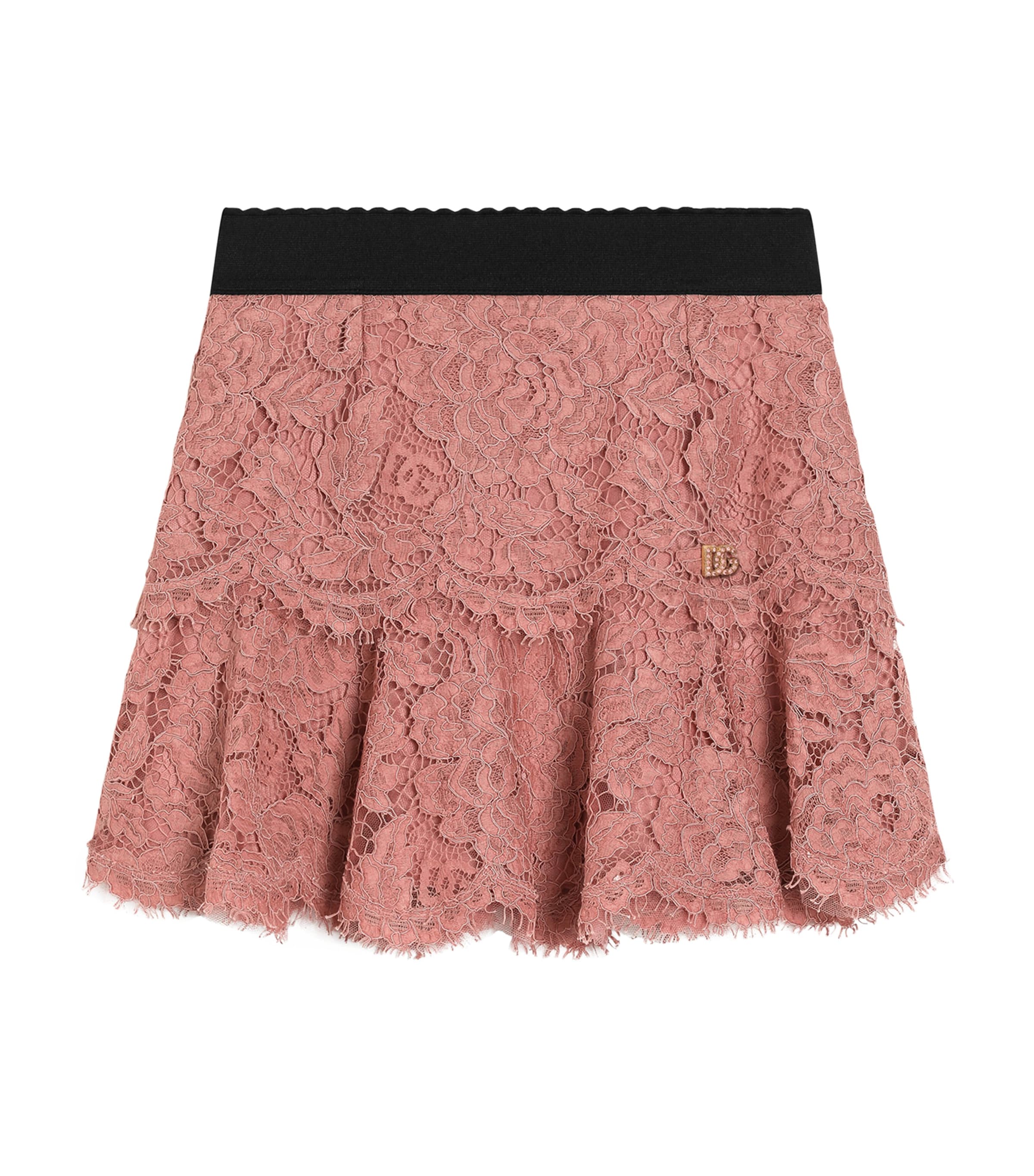 Dolce&Gabbana Kids Lace DG Logo Skirt (8-12+ Years) Dark Pink