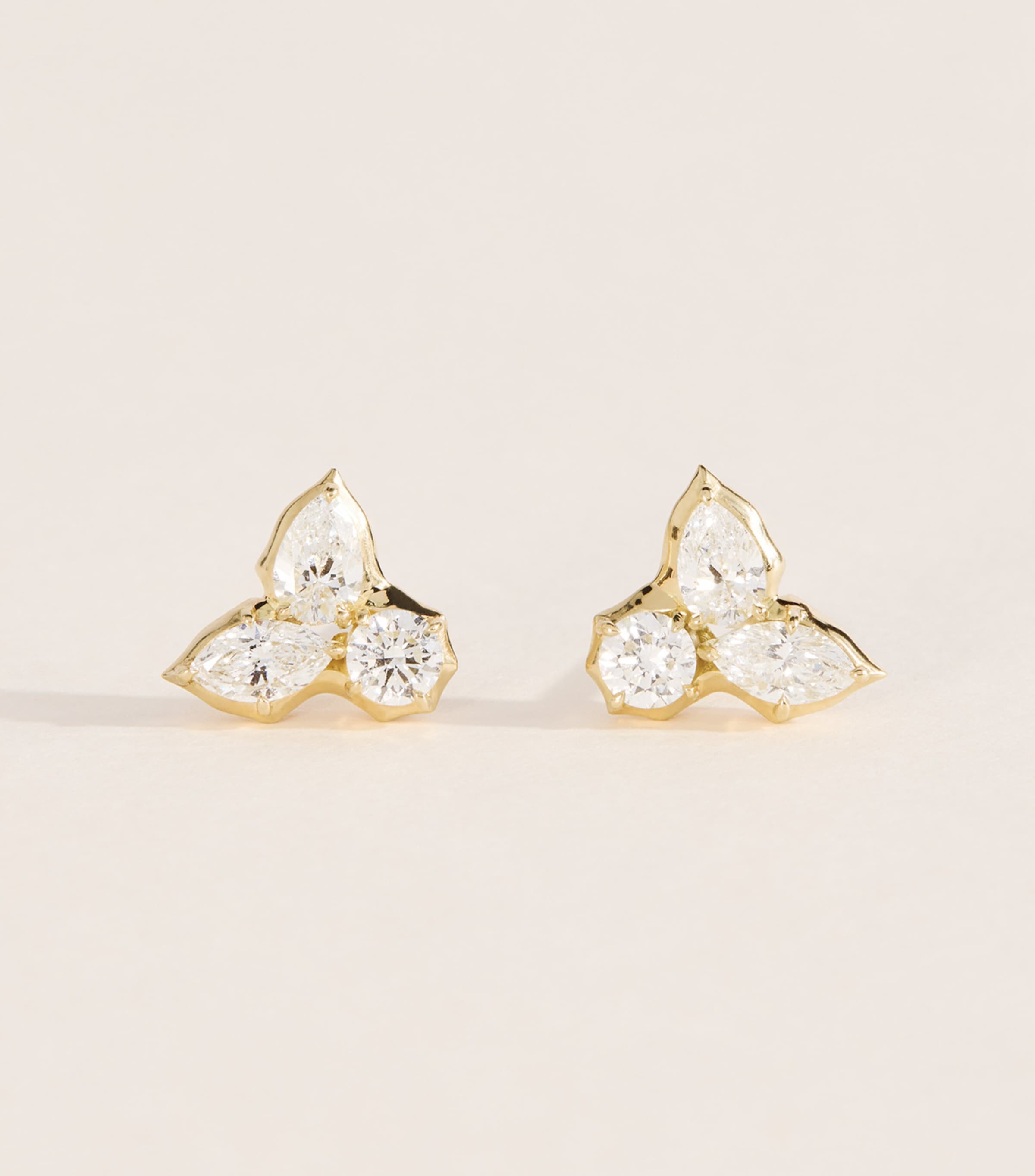 Jade Trau Yellow Gold and Diamond Poppy Cluster Stud Earrings Yellow Gold