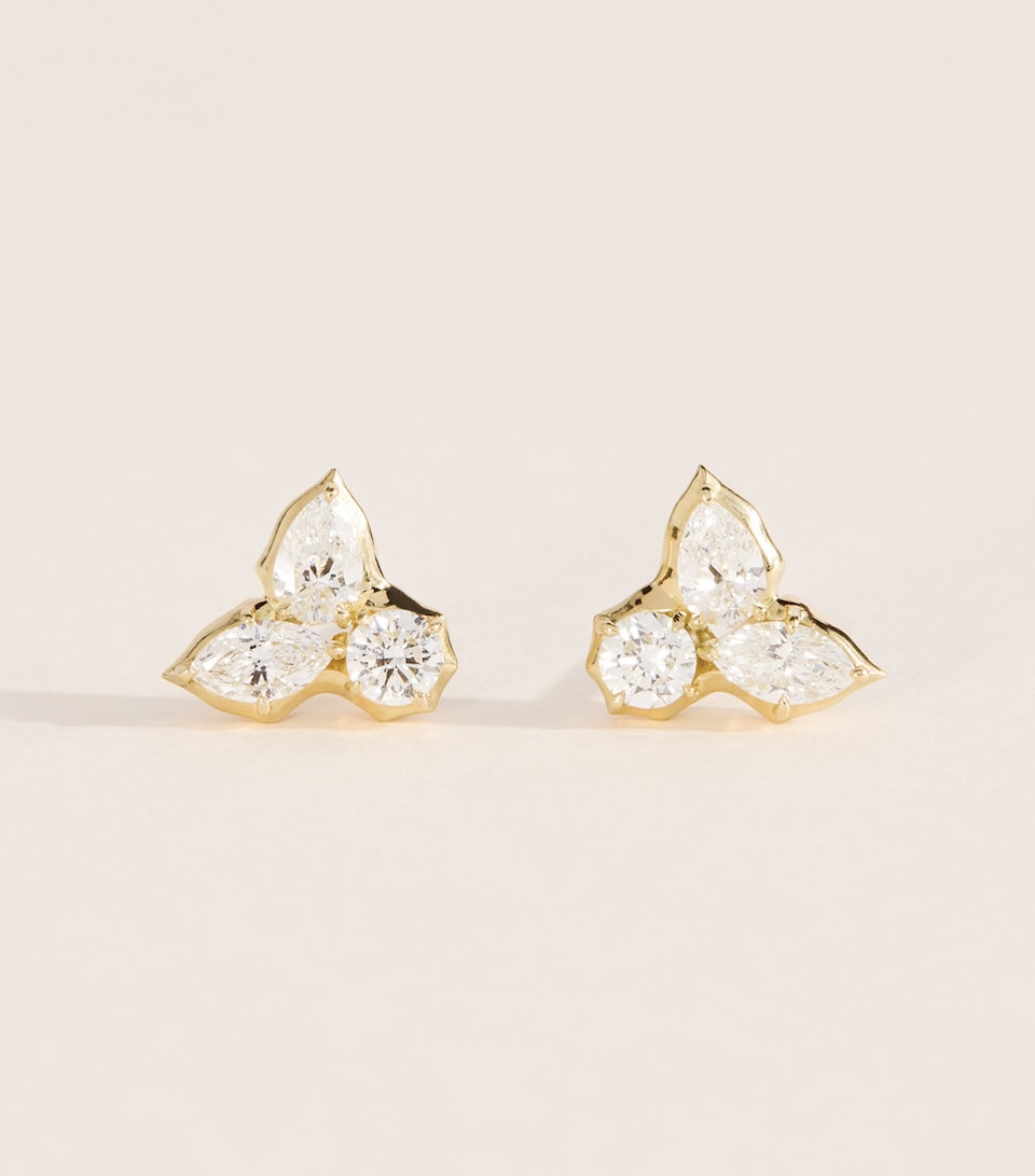 Jade Trau Yellow Gold and Diamond Poppy Cluster Stud Earrings Yellow Gold