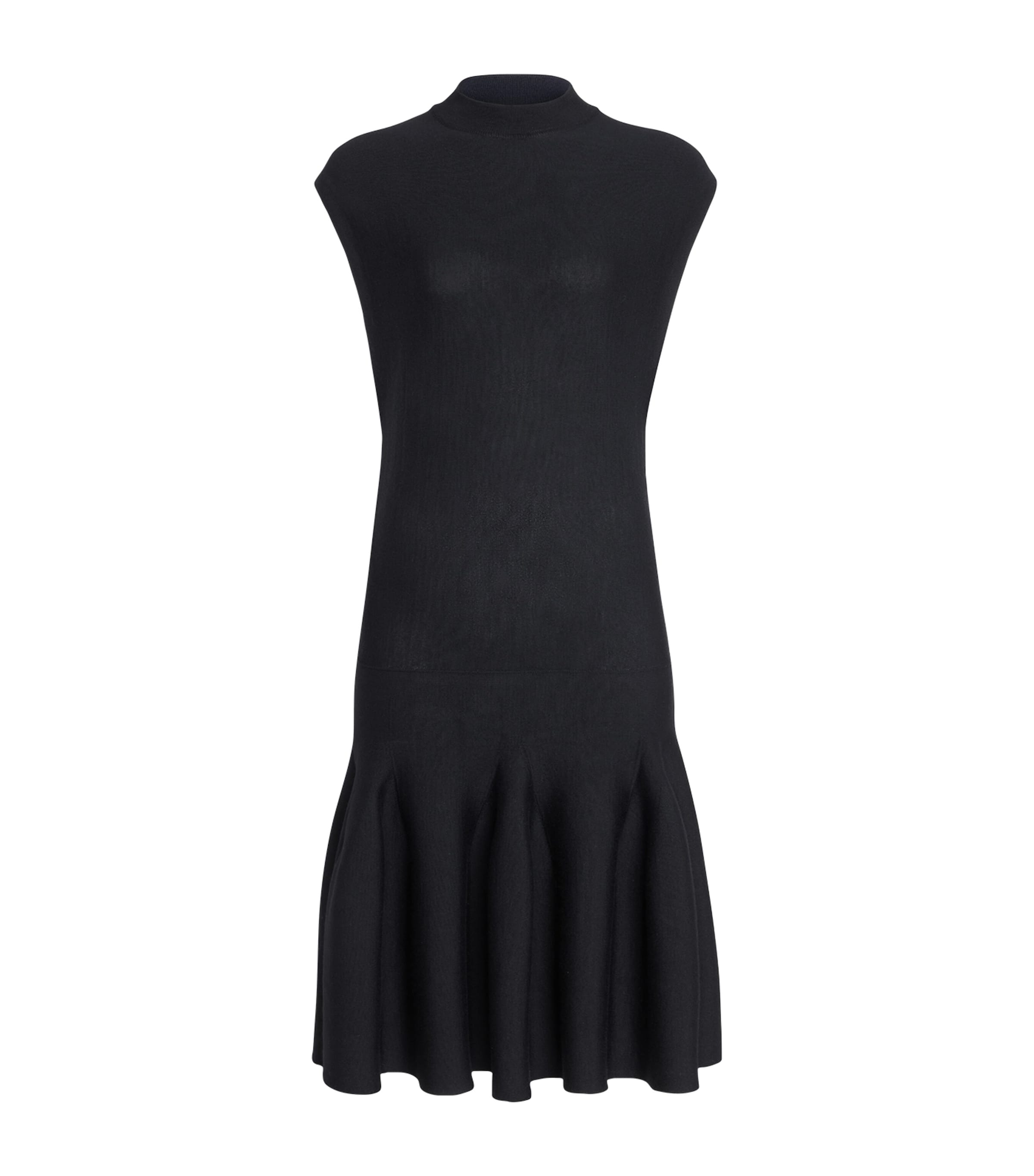 Wool Dropped-Waist Mini Dress