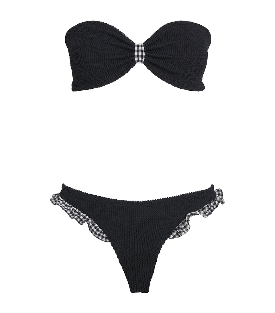 Gingham-Trim Jean Bikini
