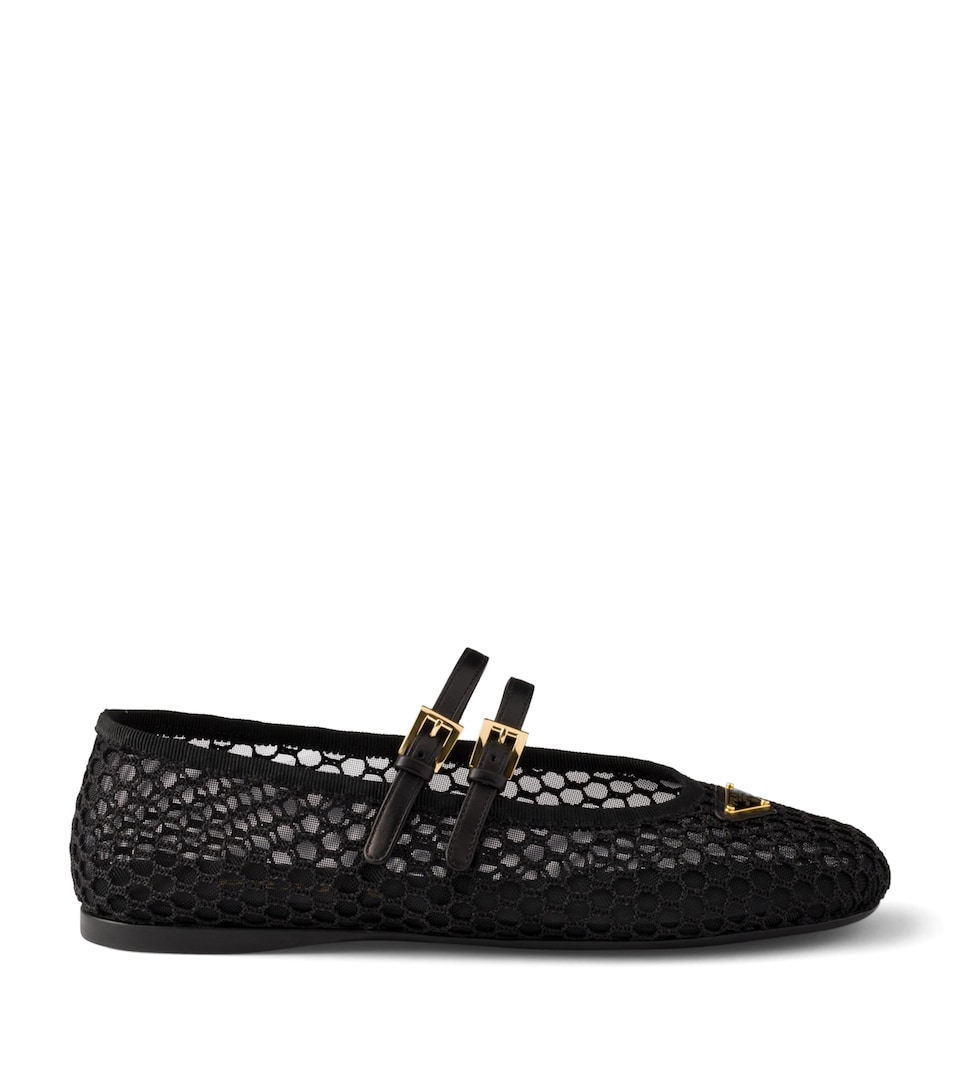 Prada Mesh Triangle Ballet Flats Black