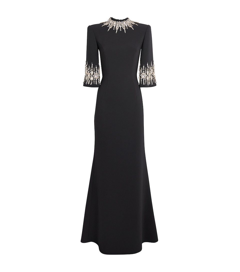 Jenny Packham Womens High-Neck Ilana Gown Liquorice