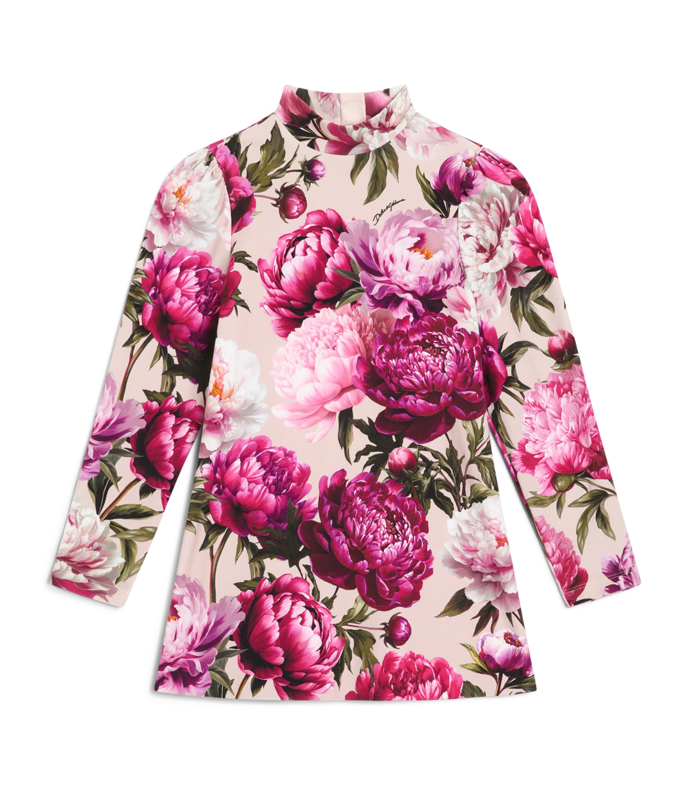 Dolce&Gabbana Kids Stretch-Cotton Floral Dress (8-12+ Years) Peonie F.ros