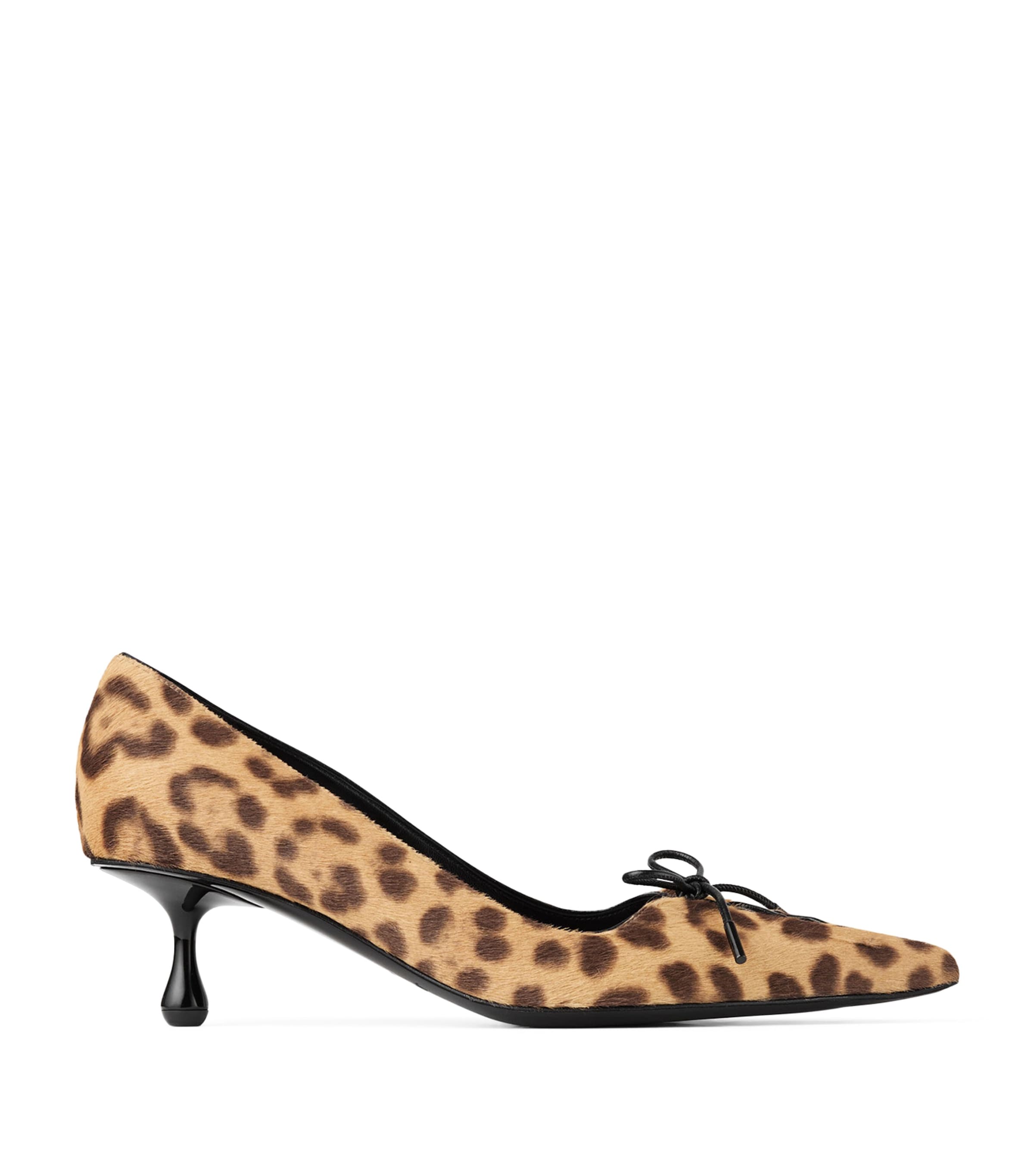 Jimmy Choo Scarlett 50 Leather Leopard Pumps Natural
