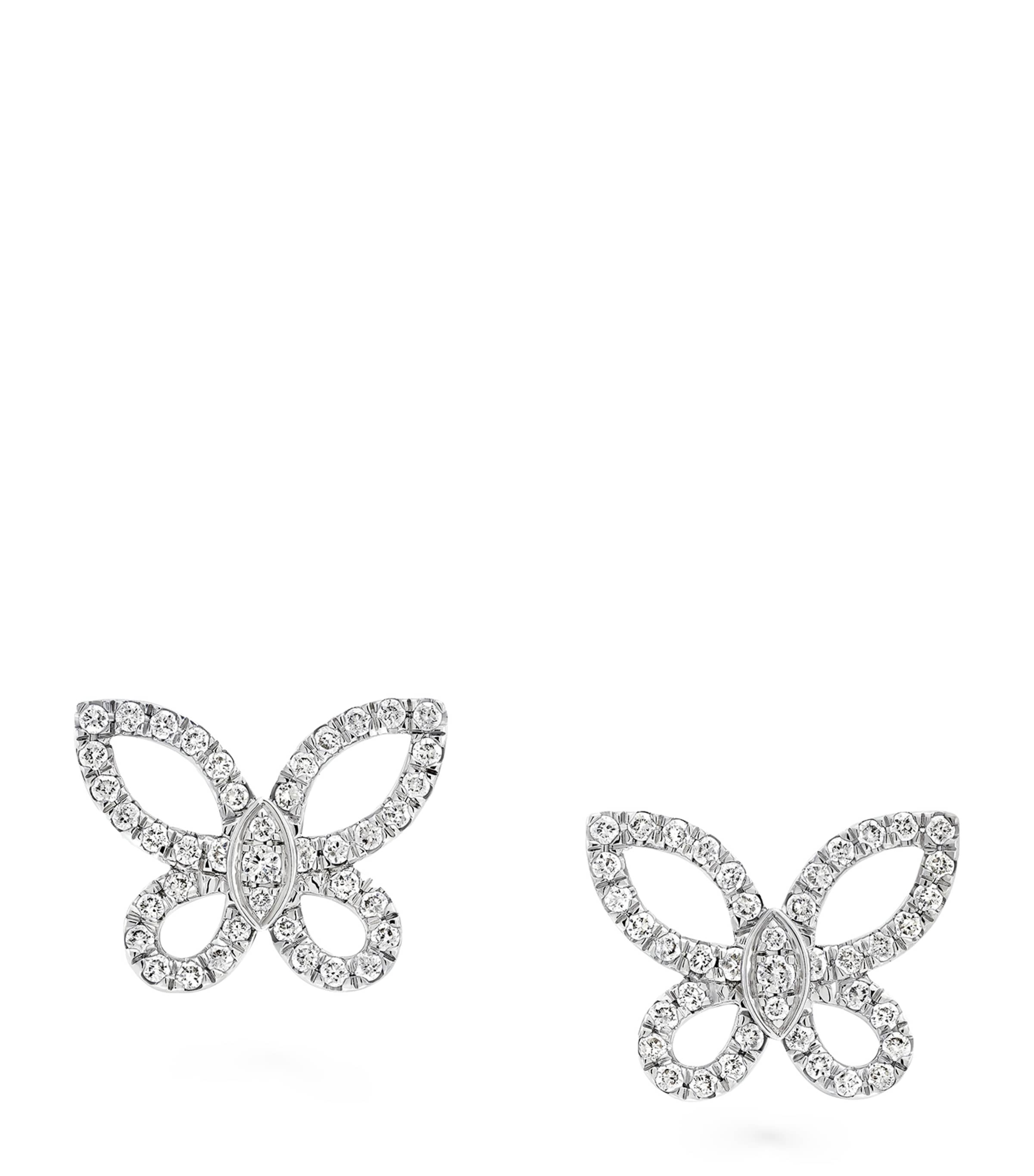 Mini White Gold and Diamond Butterfly Earrings