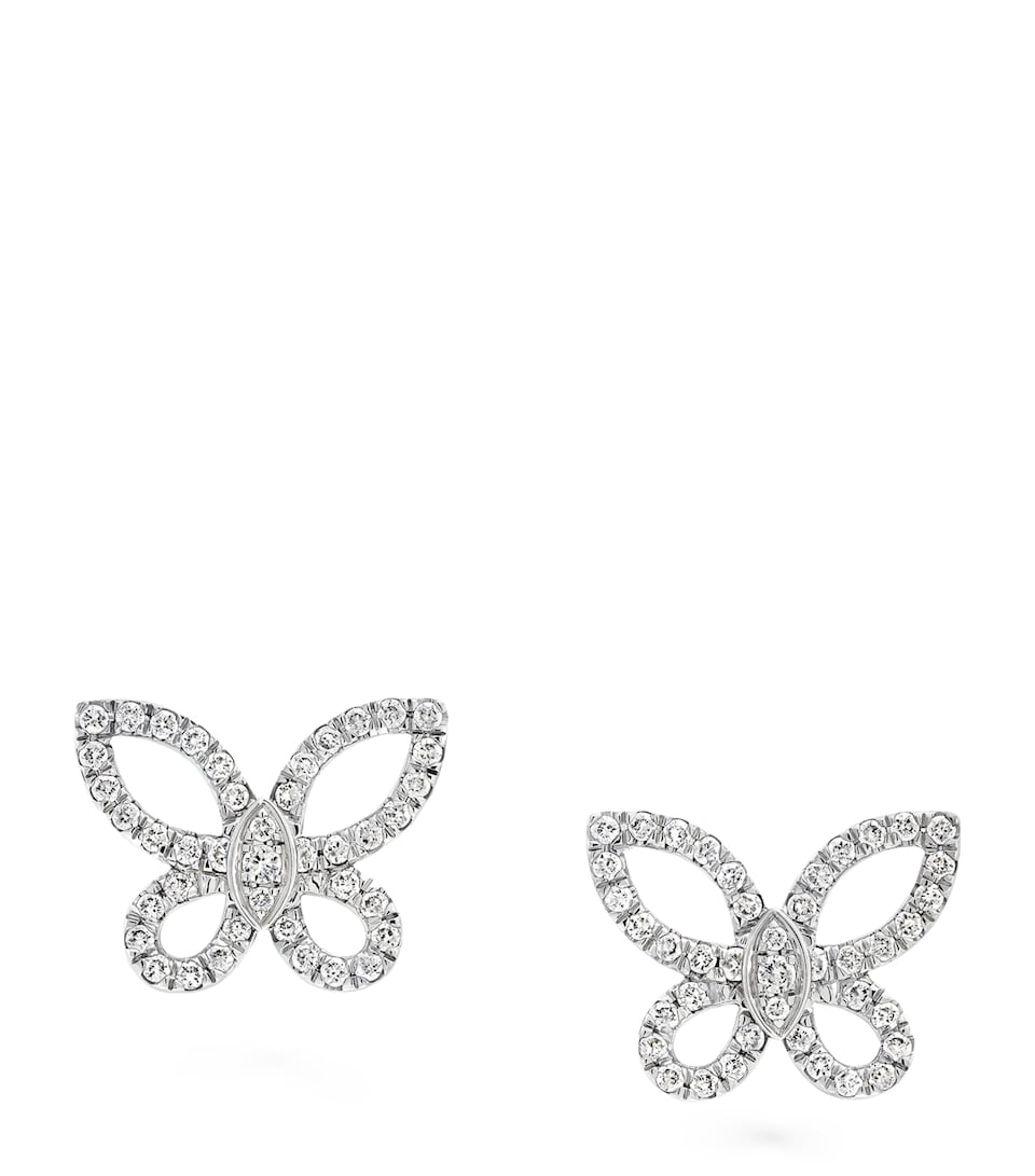 Mini White Gold and Diamond Butterfly Earrings