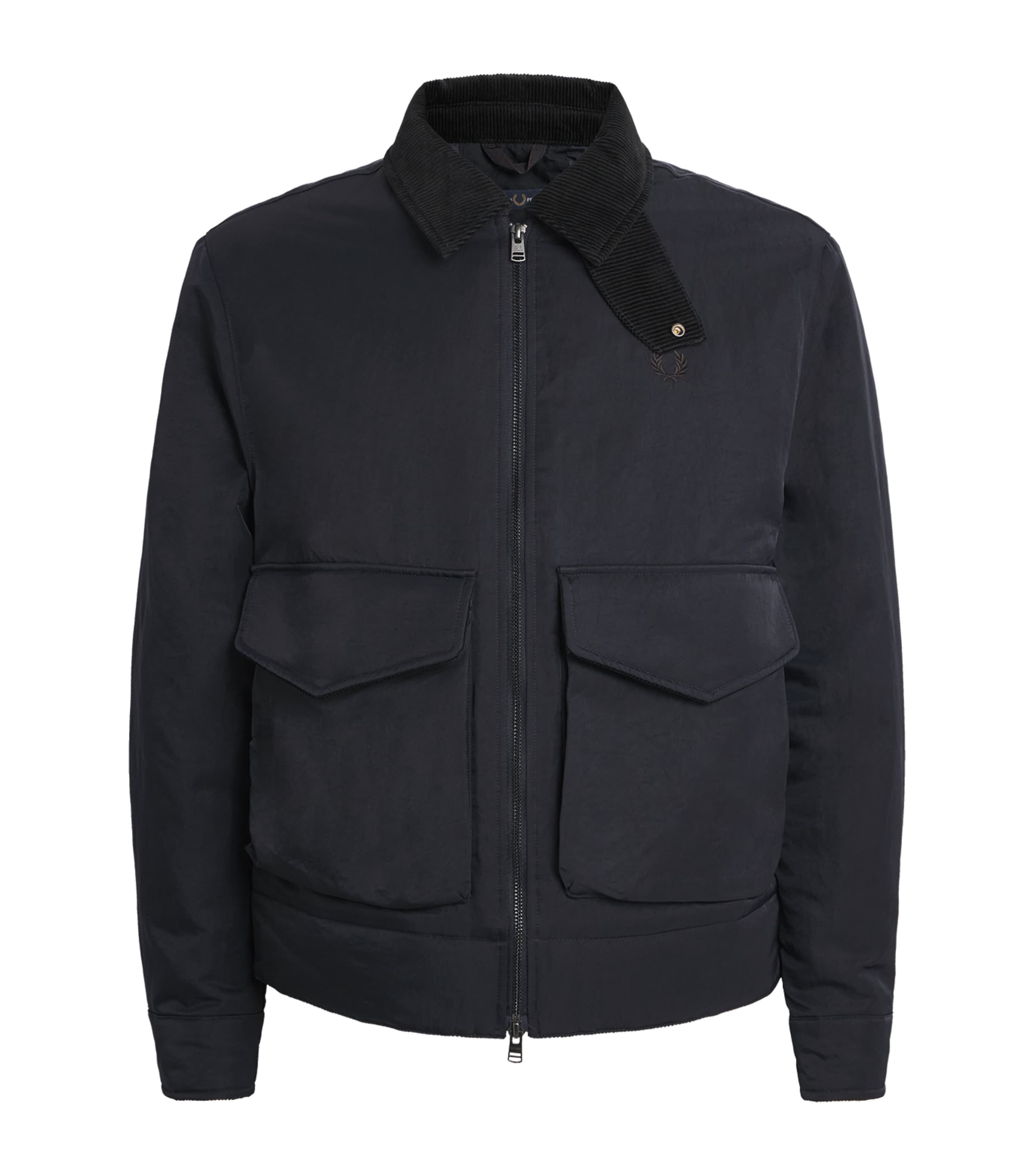 Fred Perry Mens Padded Caban Jacket Navy