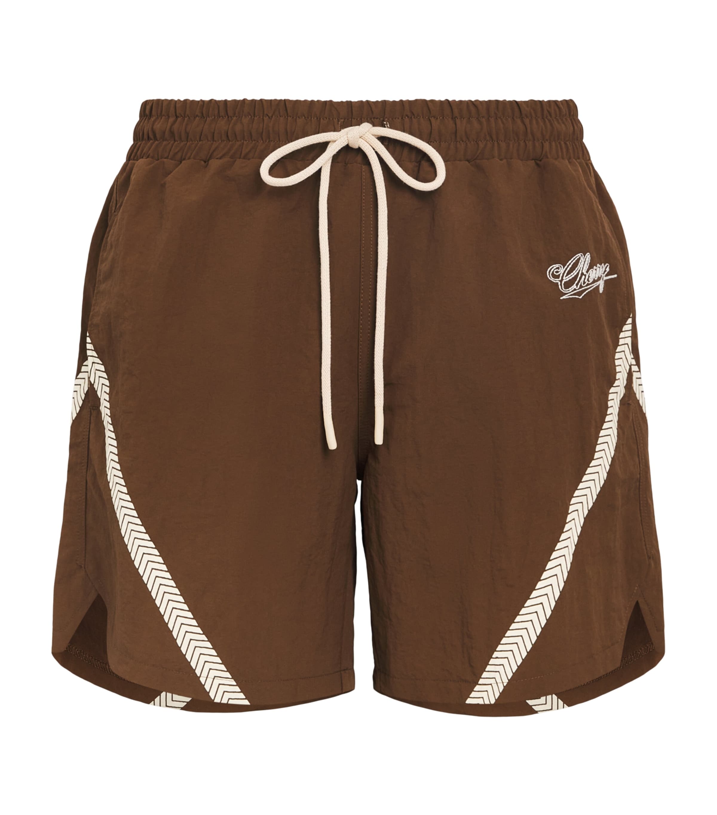 Cherry Los Angeles Mens Logo Running Shorts Brown