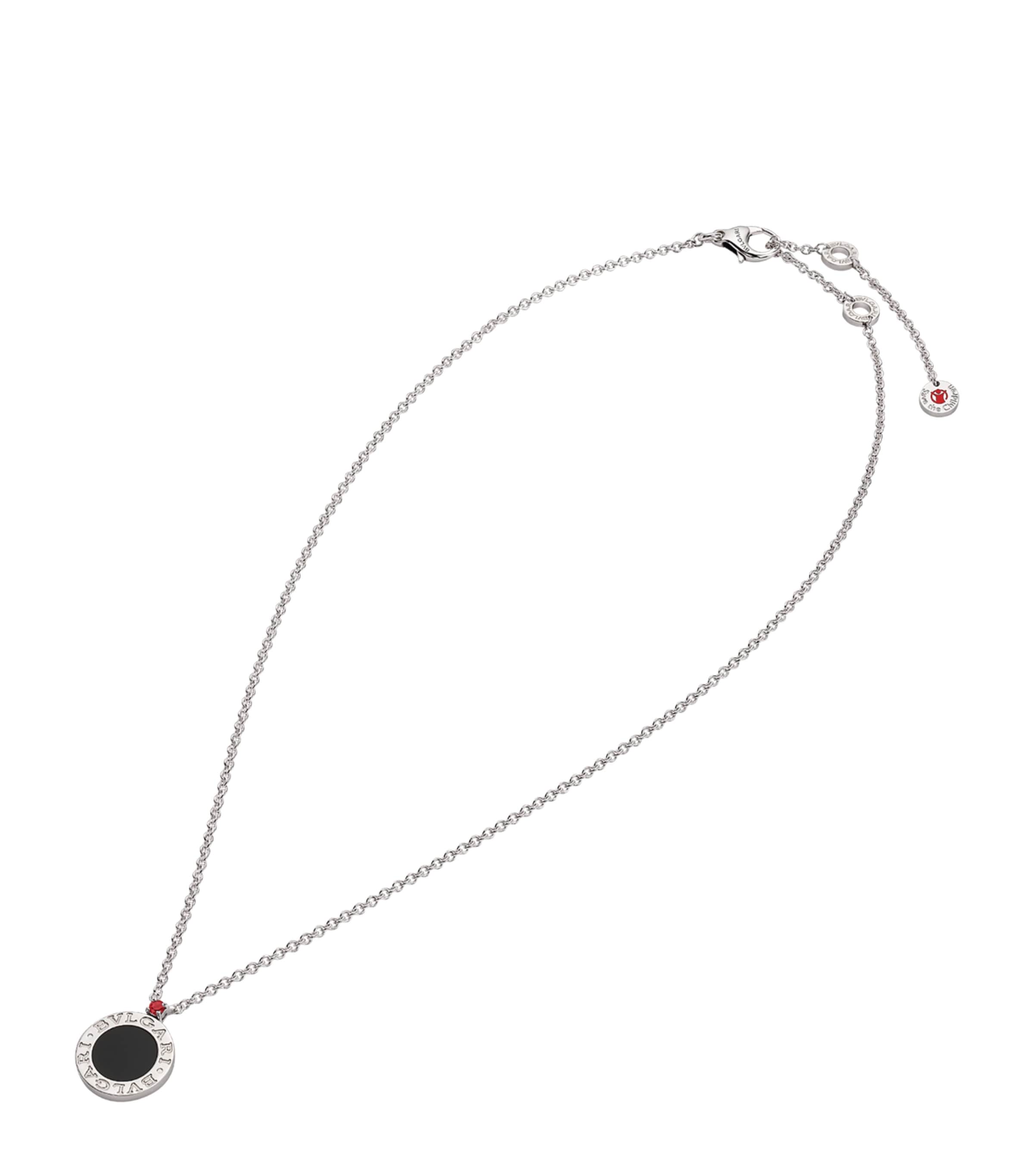 Bvlgari Sterling Silver, Onyx And Ruby Save The Children Anniv Necklace Silver