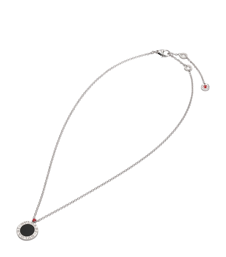 Bvlgari Sterling Silver, Onyx And Ruby Save The Children Anniv Necklace Silver