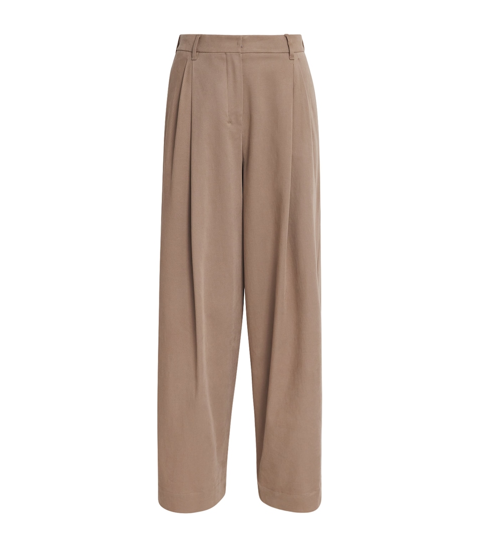 Stretch-Drill Wide-Leg Trousers