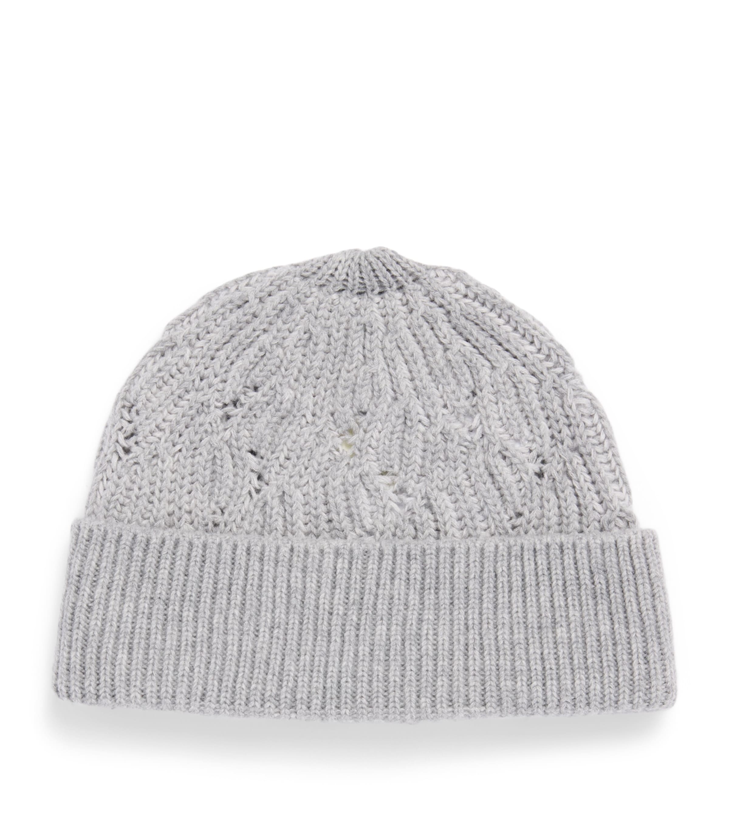 Pal Zileri Wool Cable-Knit Beanie Light Grey