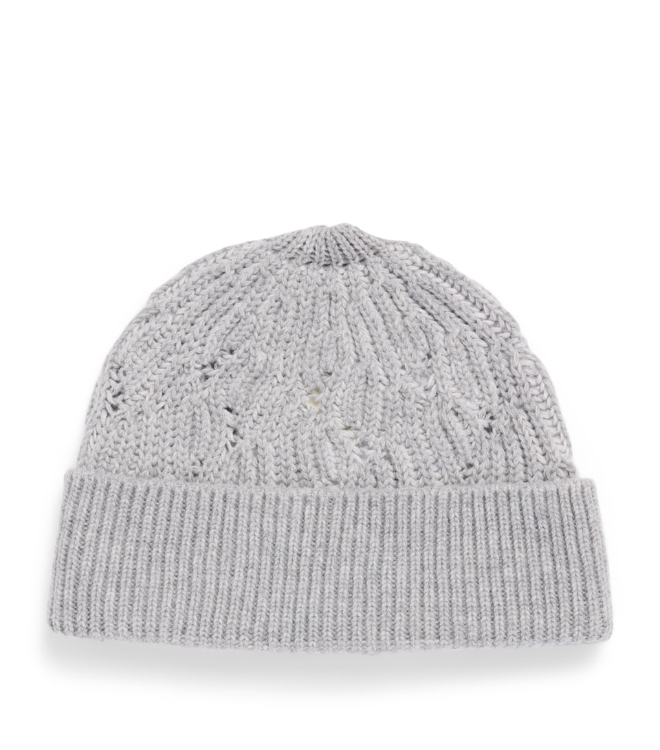 Pal Zileri Wool Cable-Knit Beanie Light Grey