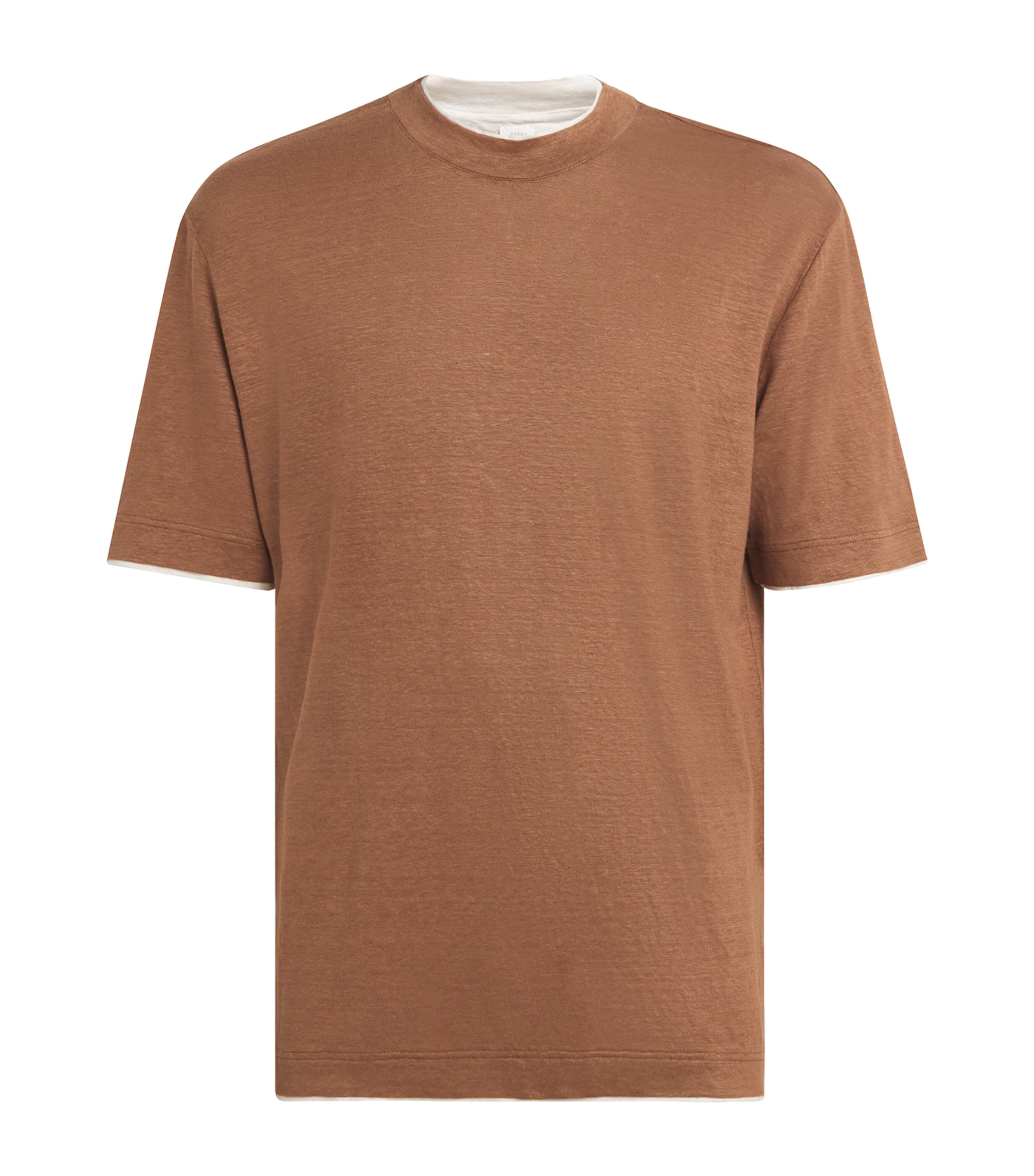 Eleventy Mens x Harrods Linen Layered T-Shirt Vicuna E Bianco