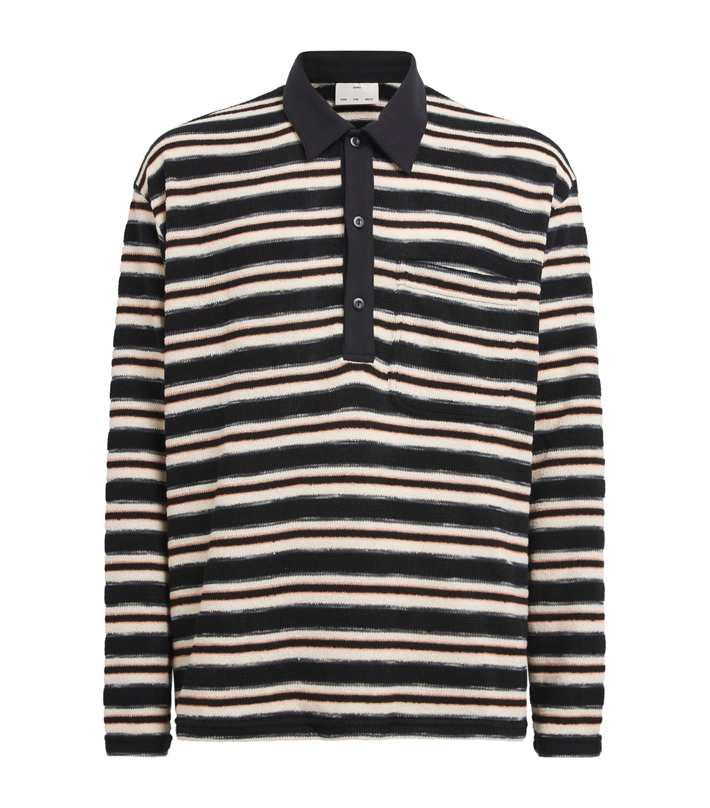Song For The Mute Mens Stripe Polo Shirt Black