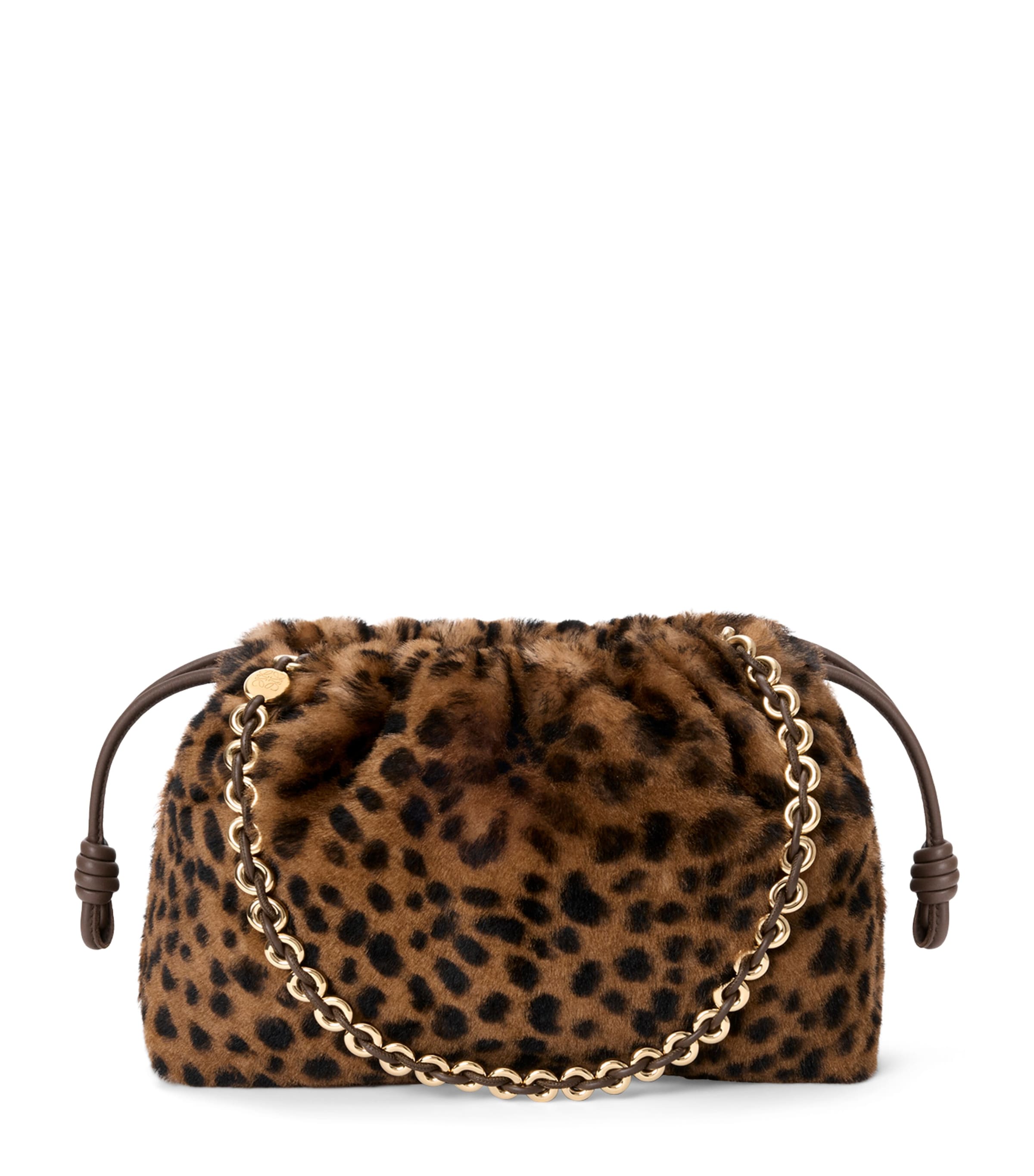 LOEWE Medium Shearling Flamenco Purse Beige/brown