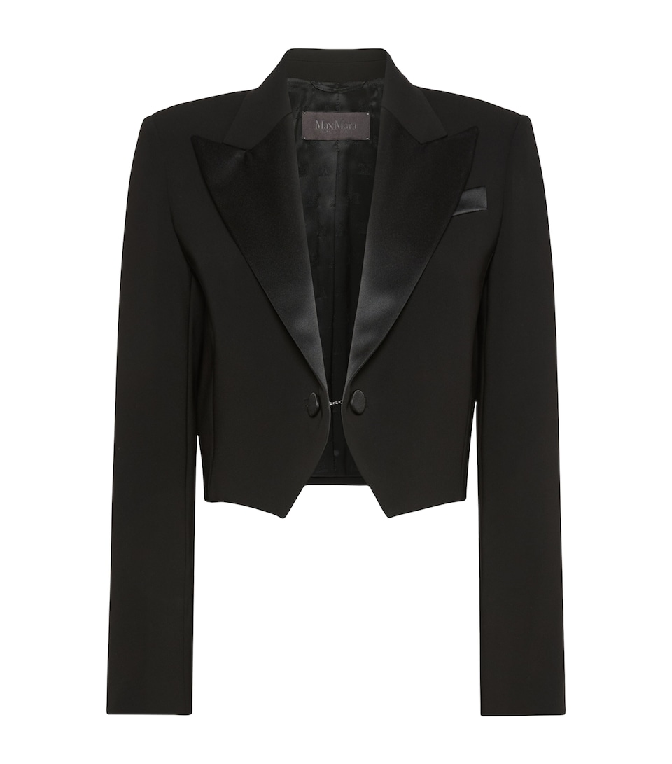 Max Mara Womens Cropped Tuxedo Jacket Black