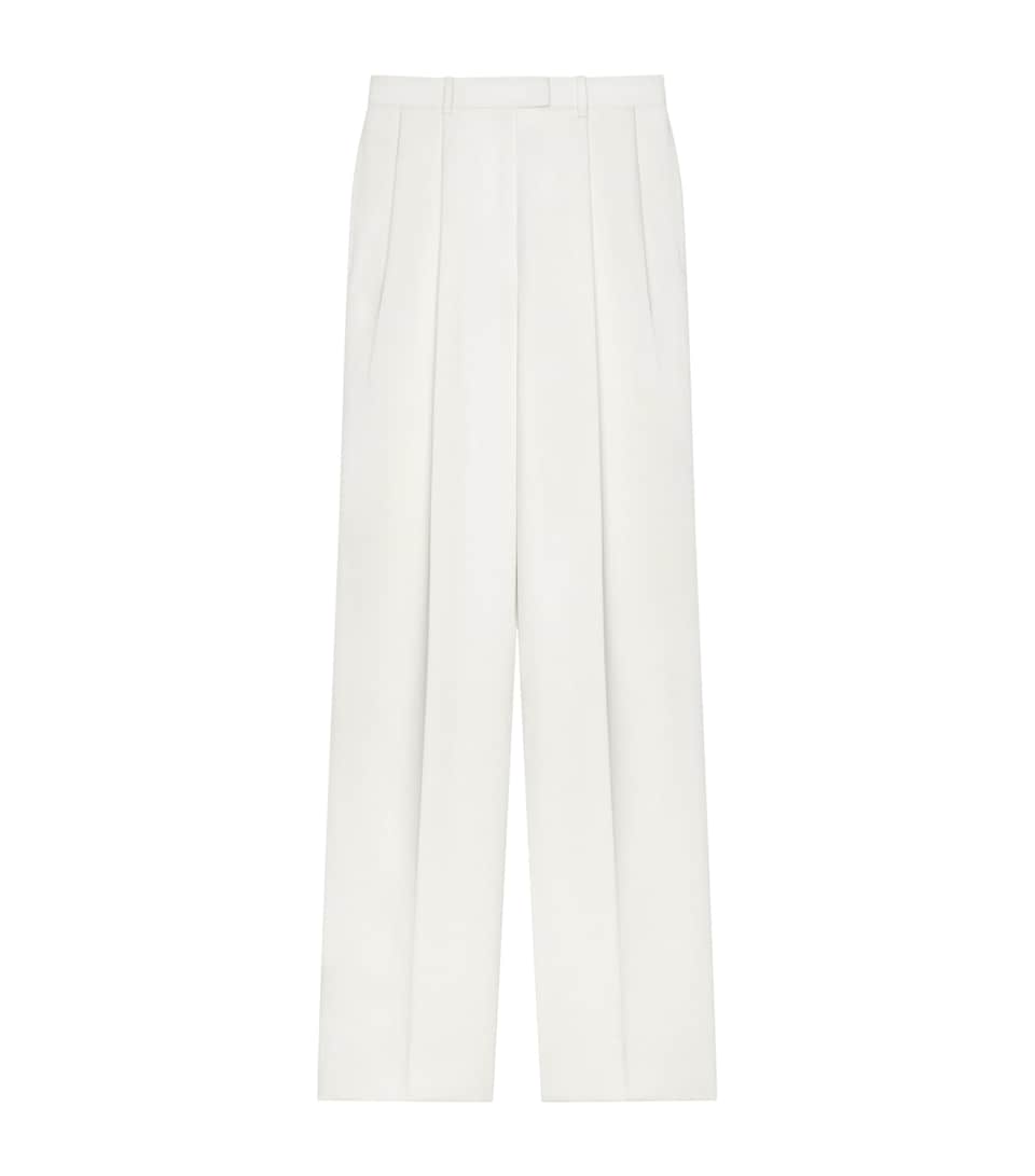 Givenchy Womens Wool-Mohair Double-Pleated Trousers White