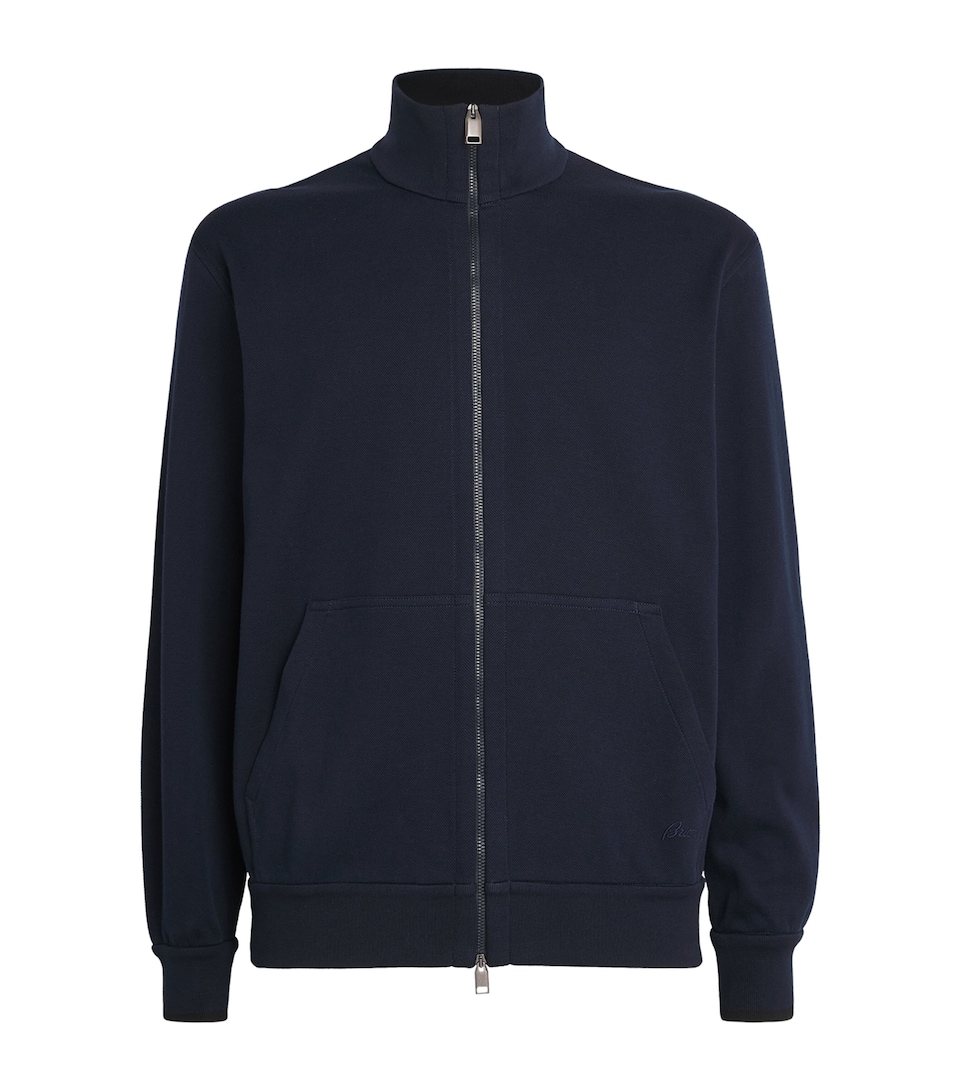 Cotton-Blend Zip-Up Sweater