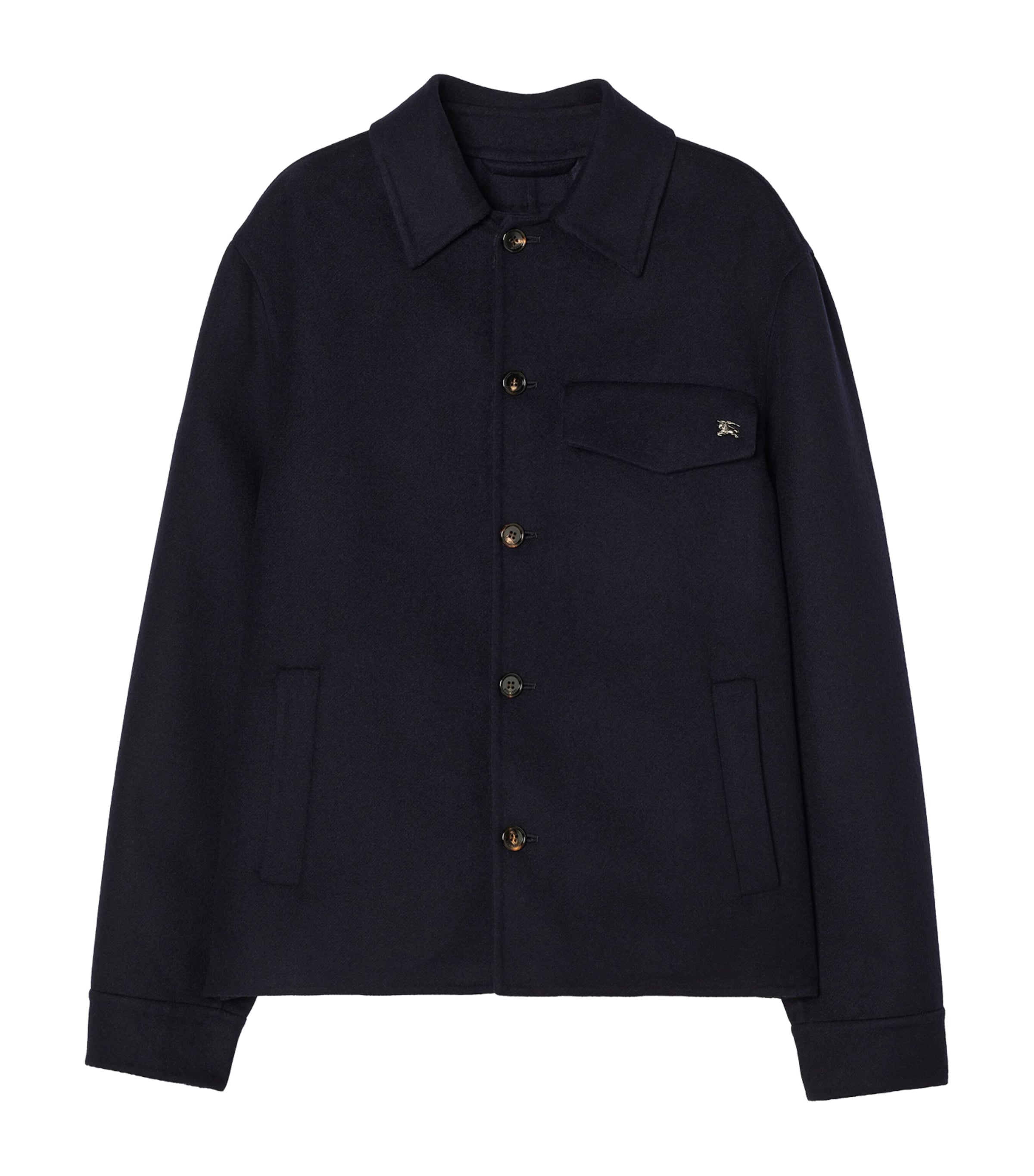 Burberry Mens Wool Thorn Shacket Overshirt Navy/navy Check