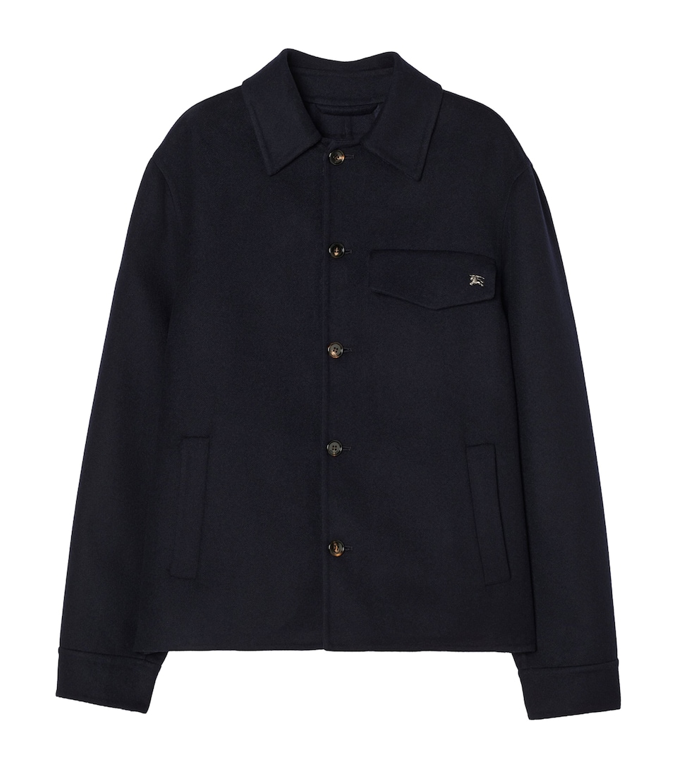 Burberry Mens Wool Thorn Shacket Overshirt Navy/navy Check