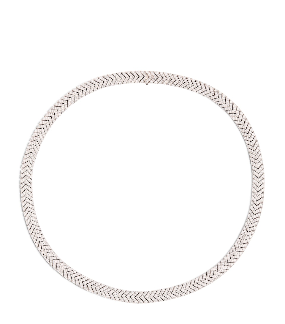 White Gold and Diamond Zipper Choker
