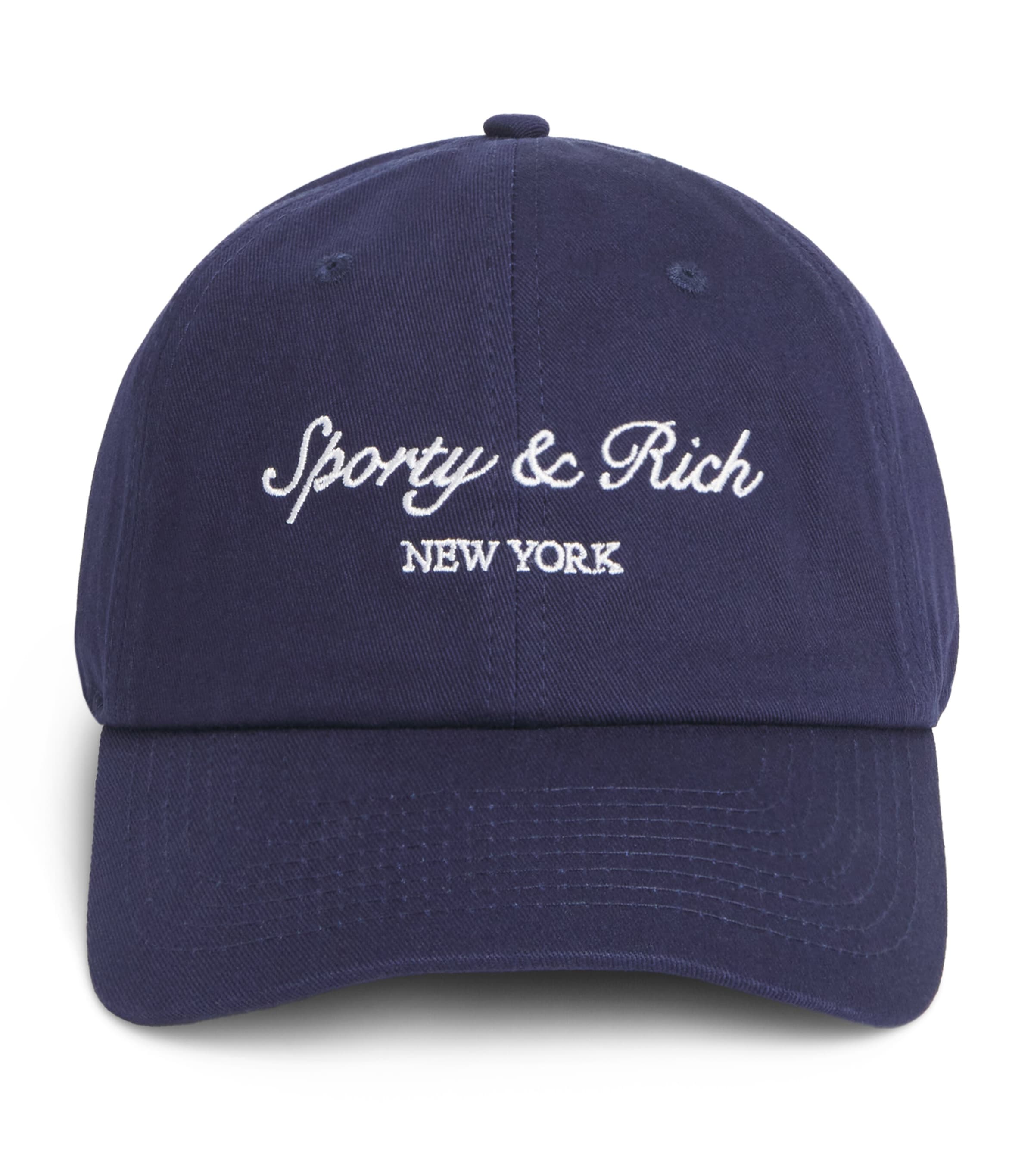 Sporty & Rich Cotton Syracuse Baseball Cap Dark Navy White