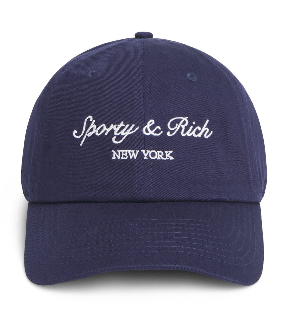 Sporty & Rich Cotton Syracuse Baseball Cap Dark Navy White