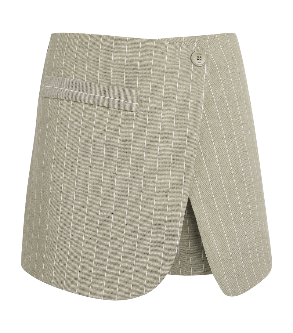 Linen-Cotton Blend Stripe Skort