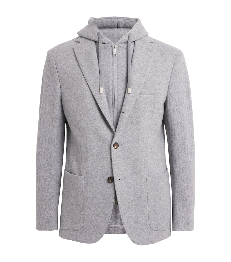 Eleventy Mens Wool-Cashmere Hooded Blazer Gr Medio E Gr Medio