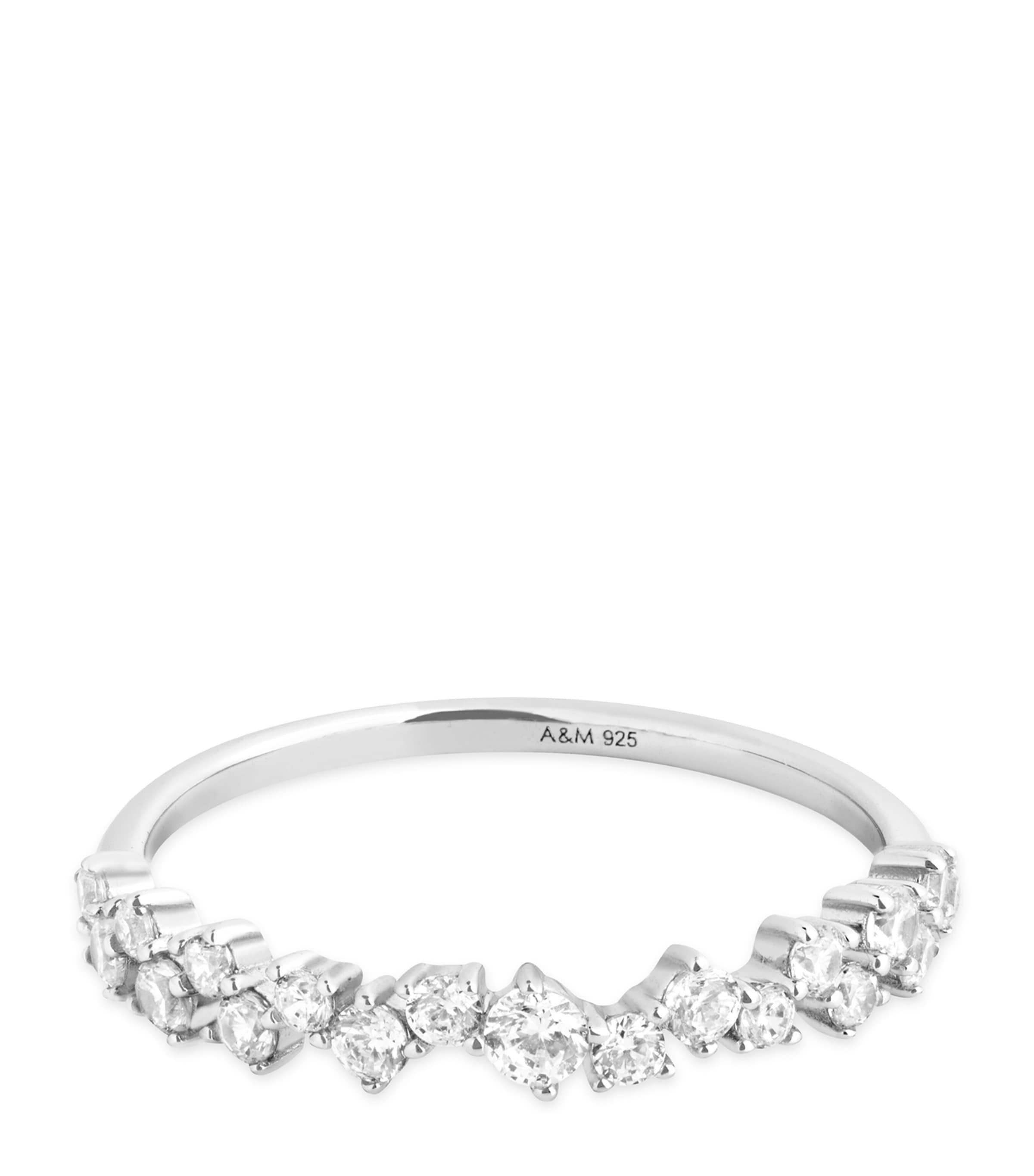 Rhodium-Plated Crystal Scatter Band Ring