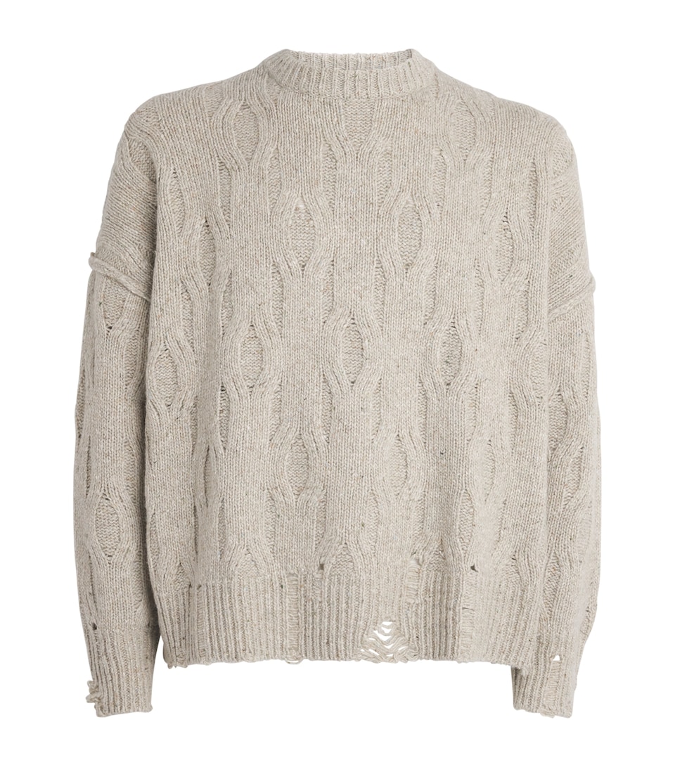 Represent Mens Wool-Blend Distressed Sweater Taupe