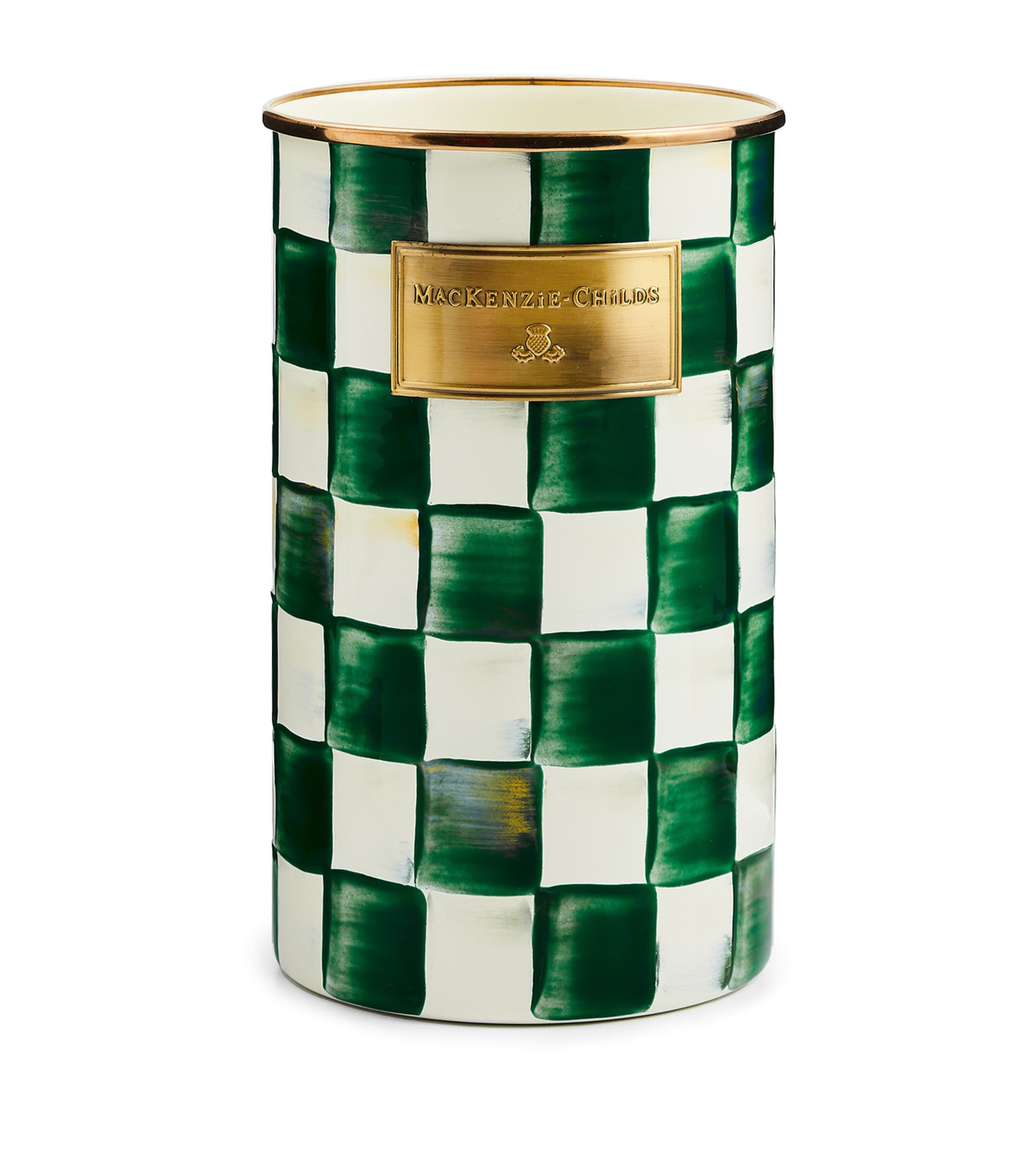 Emerald Check Utensil Holder