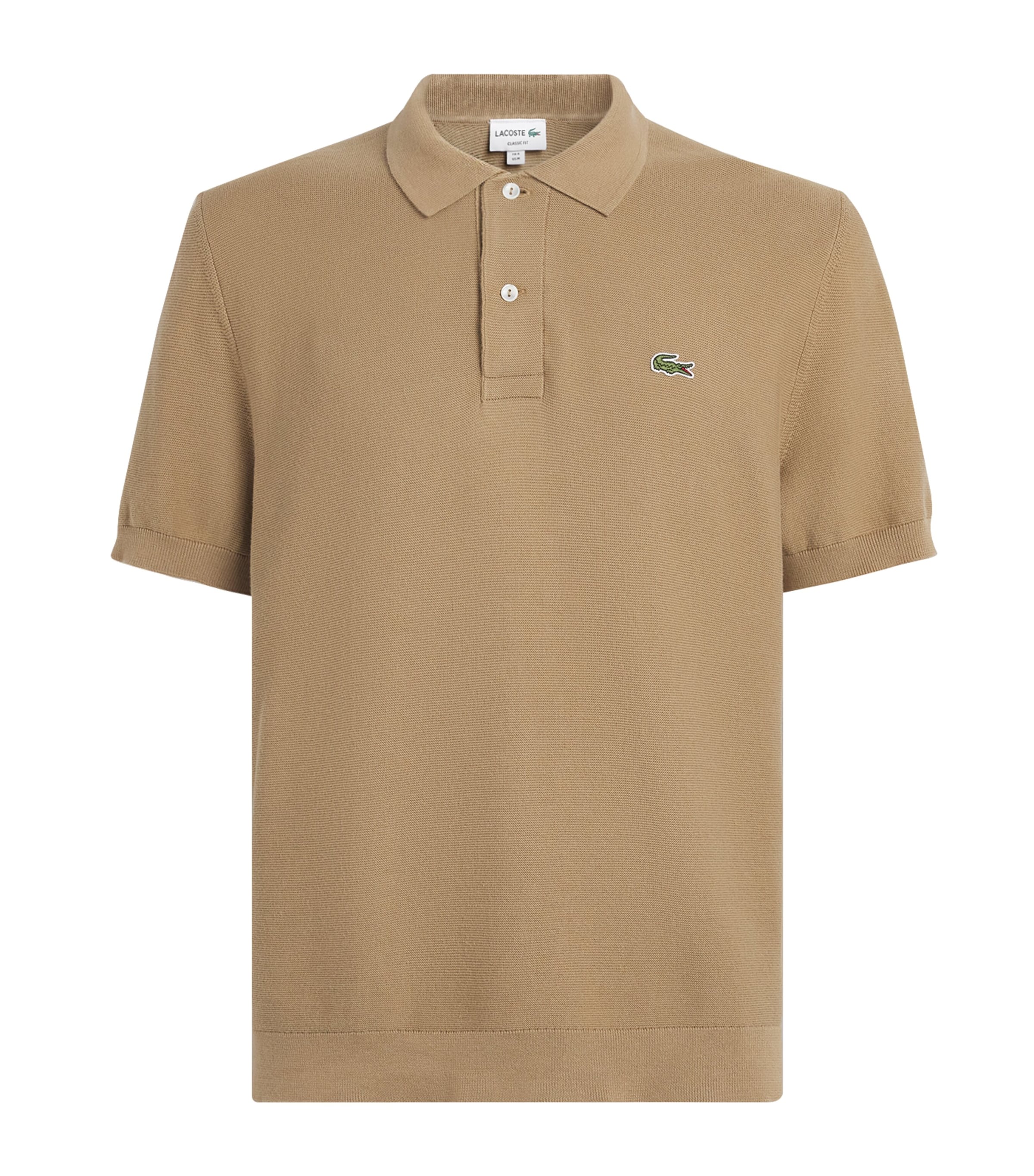Lacoste Mens Cotton Knitted Polo Shirt Cookie