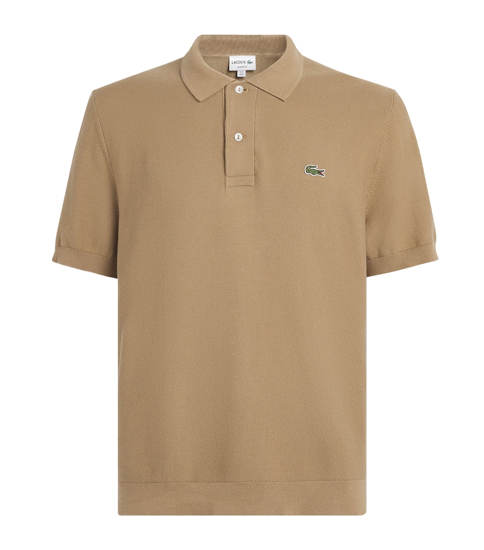 Lacoste Mens Cotton Knitted Polo Shirt Cookie